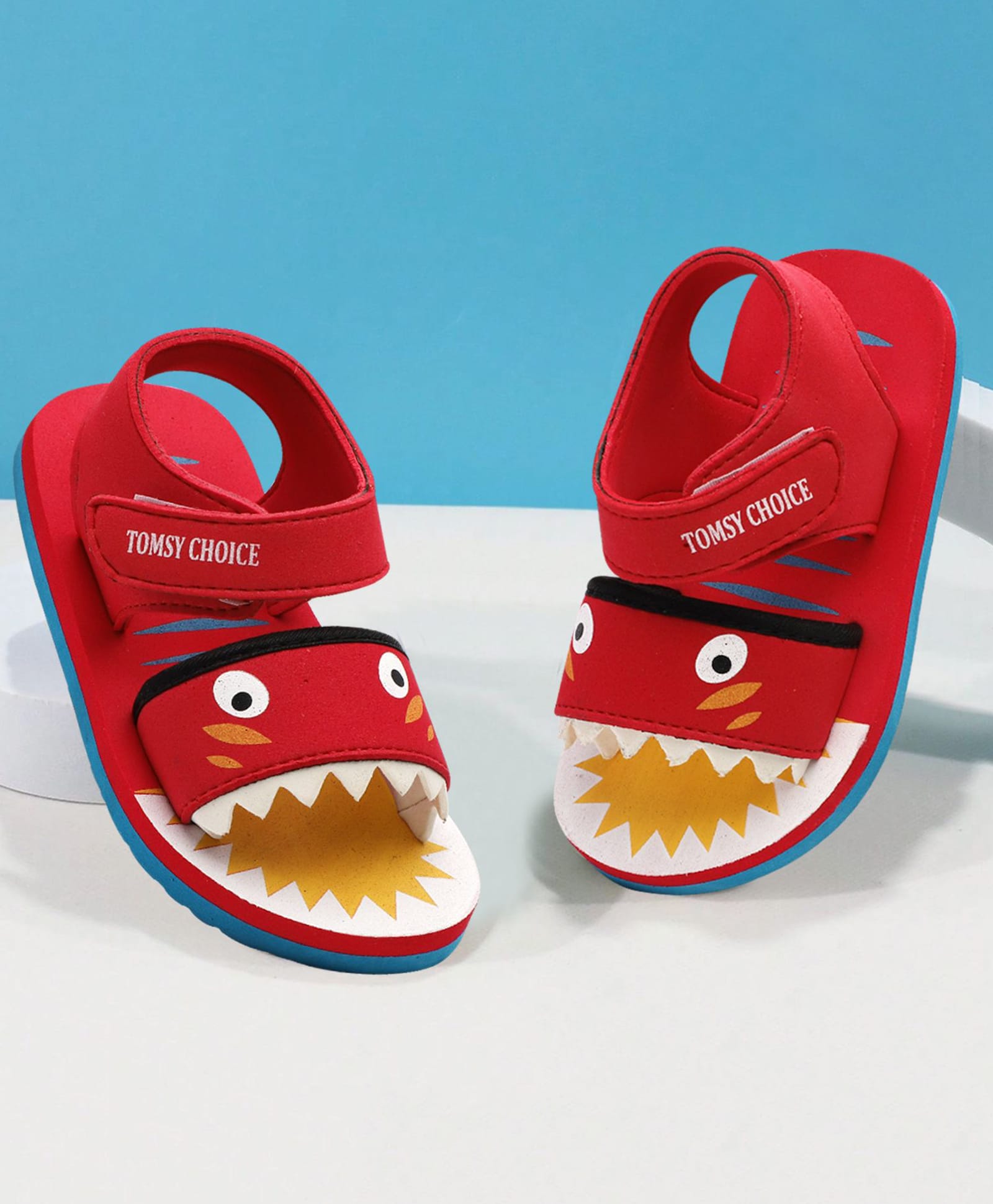 TOMSY CHOICE Monster Designed & Applique Detailed Velcro Closure Sandals - Red-image-31