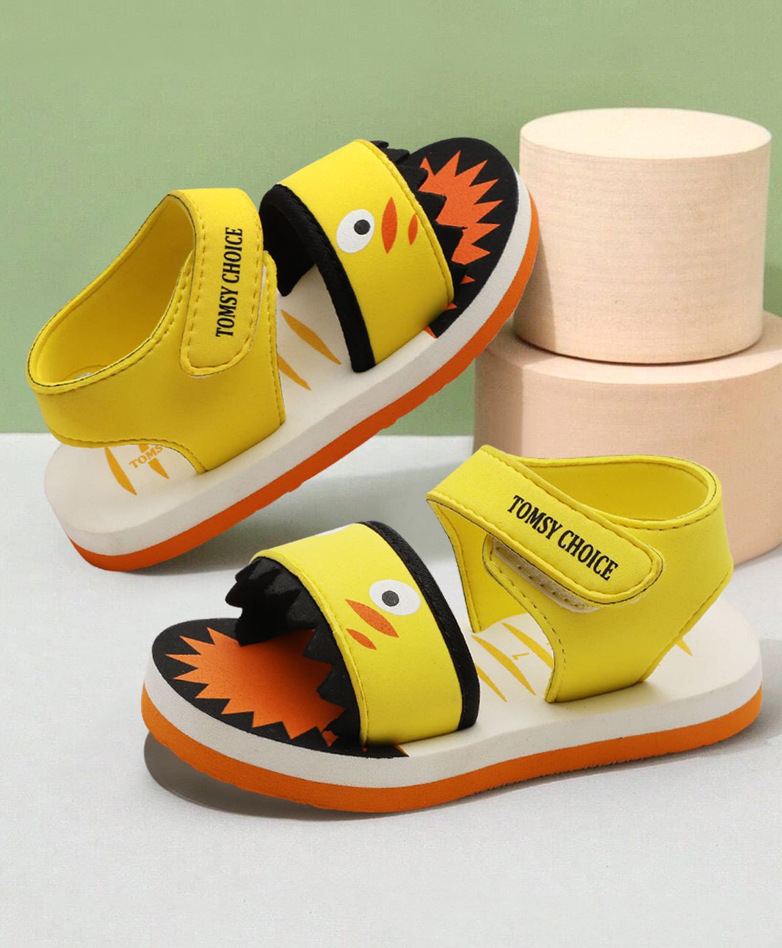 TOMSY CHOICE Monster Designed & Applique Detailed Velcro Closure Sandals - Yellow-picture-19