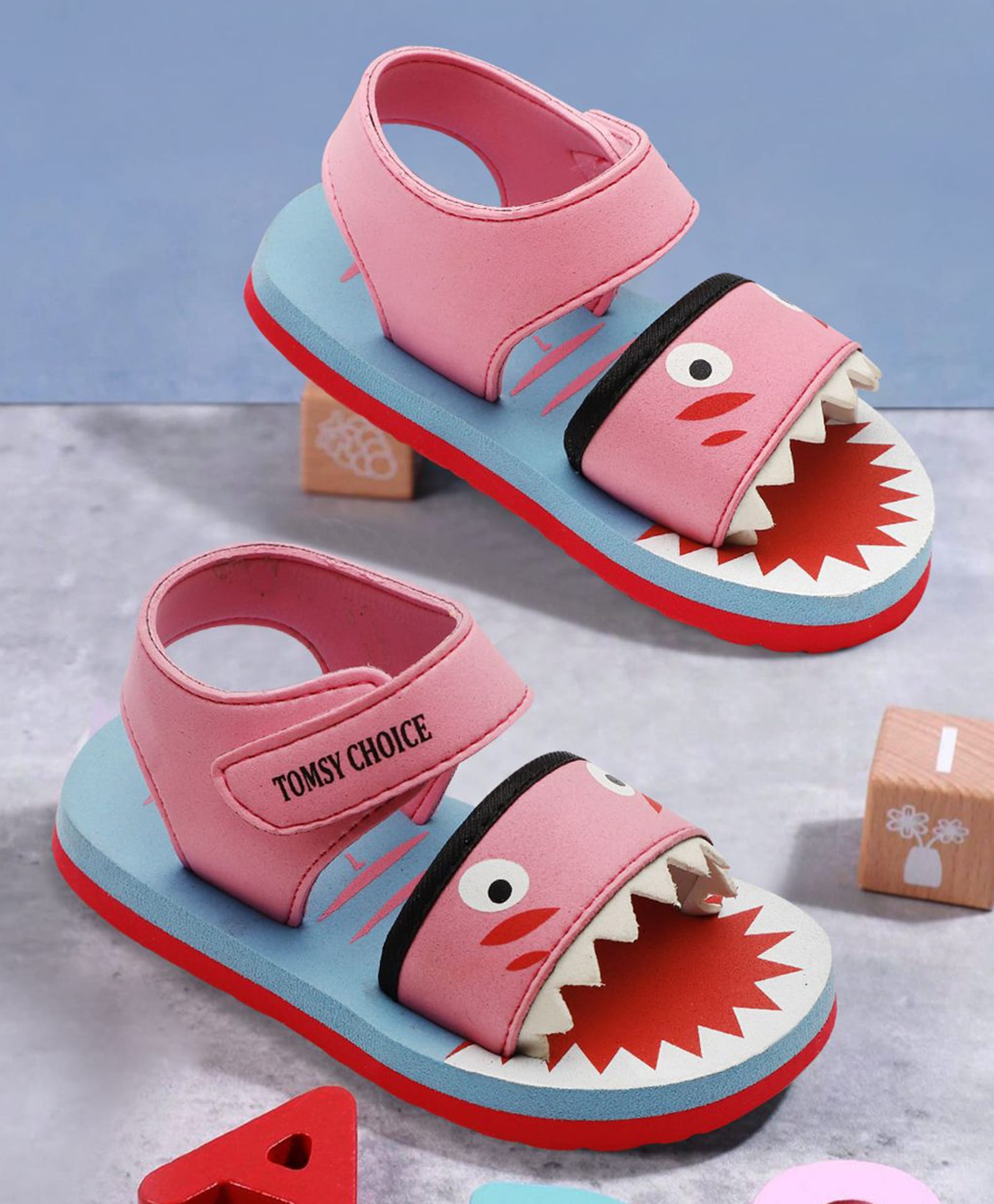 TOMSY CHOICE Monster Designed & Applique Detailed Velcro Closure Sandals - Pink-picture-10