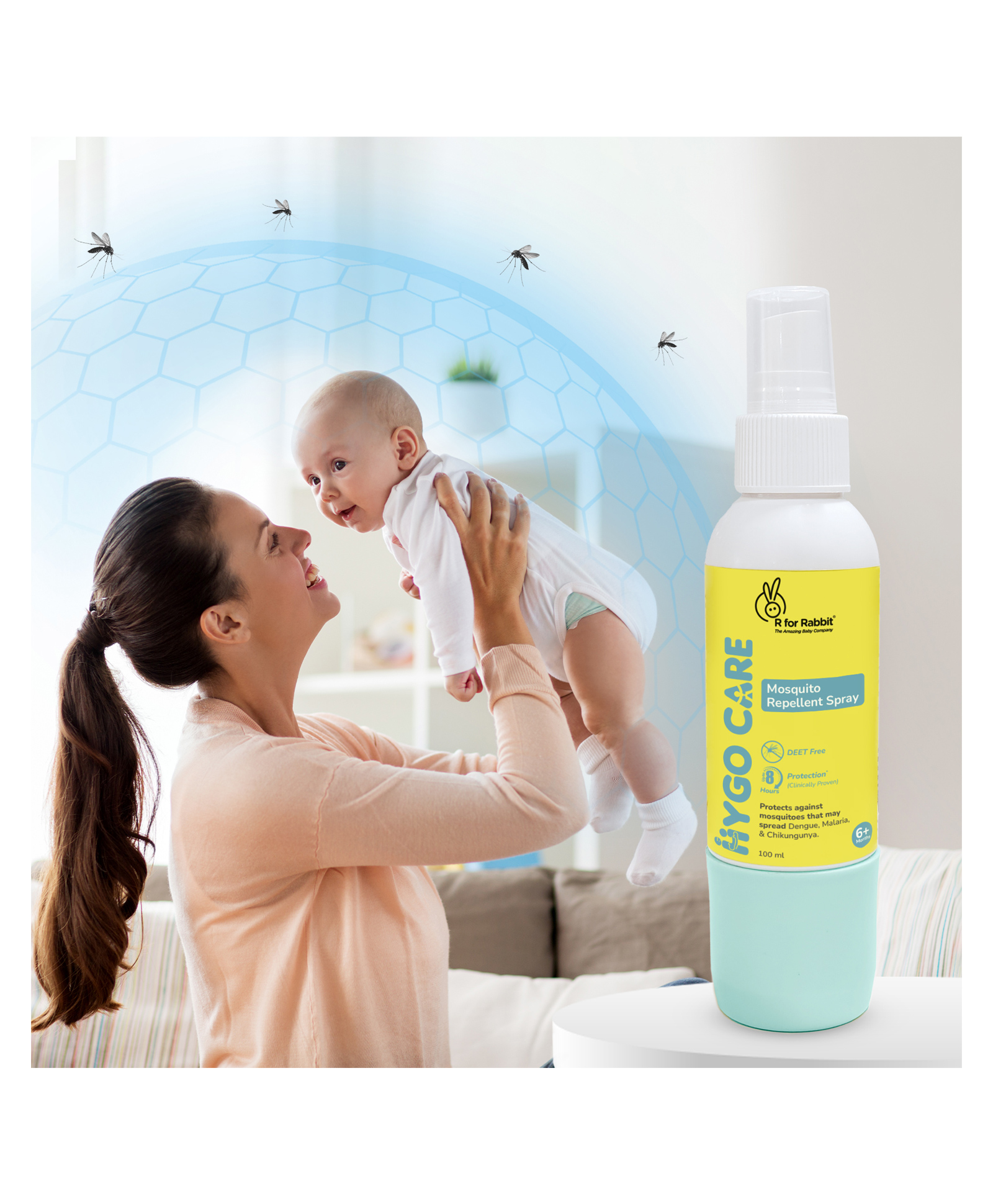 R for Rabbit Hygocare Mosquito Repellent Spray for baby of 6 months plus & Upto 8 Hours Protection 100% Natural Ingredients Protection from Mosquitoes Flies Ants Indoor & Outdoor Use - 100 ml-picture-48