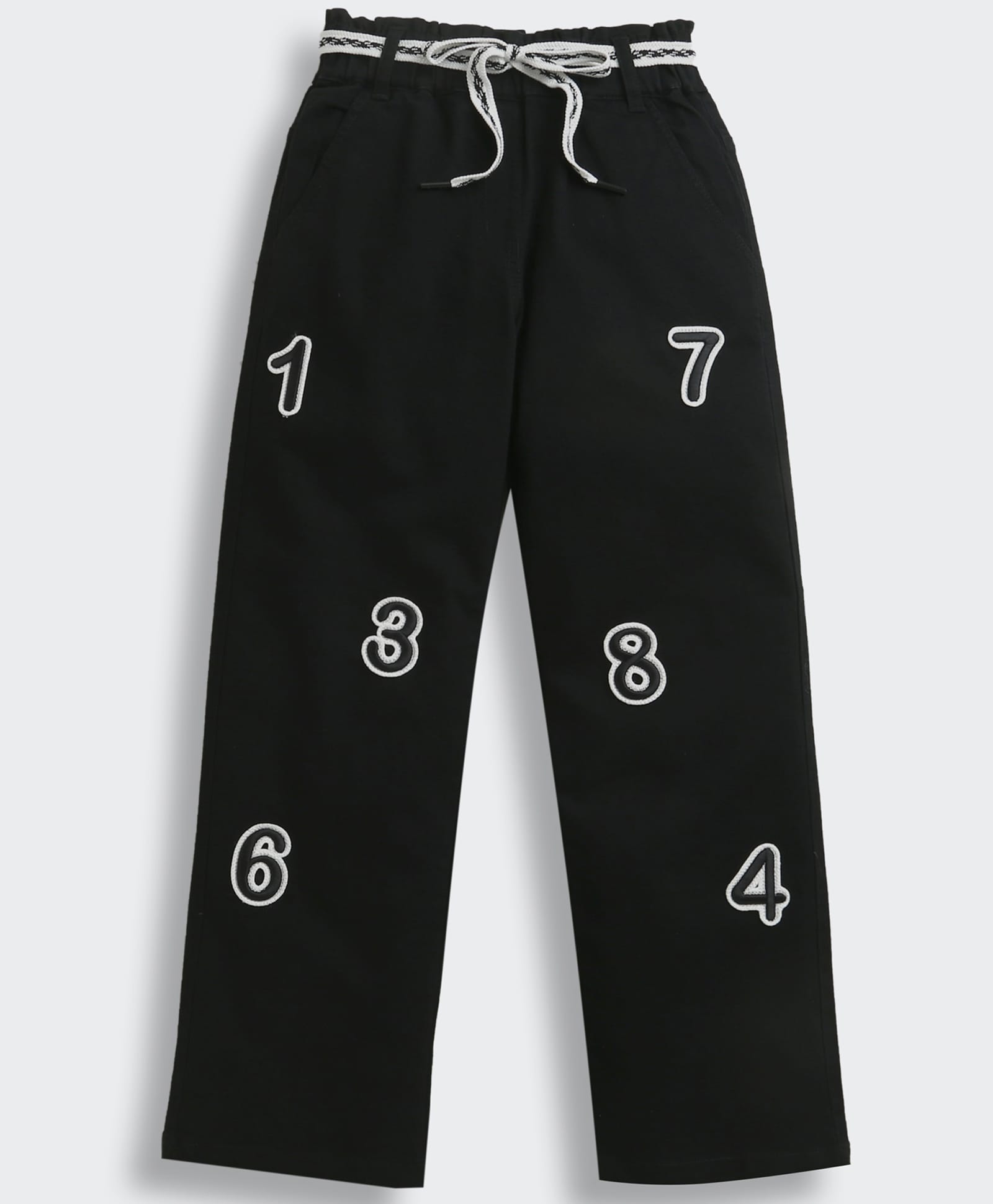 Tiny Girl Cotton Woven Number Applique Detailed Jeans - Black-picture-13