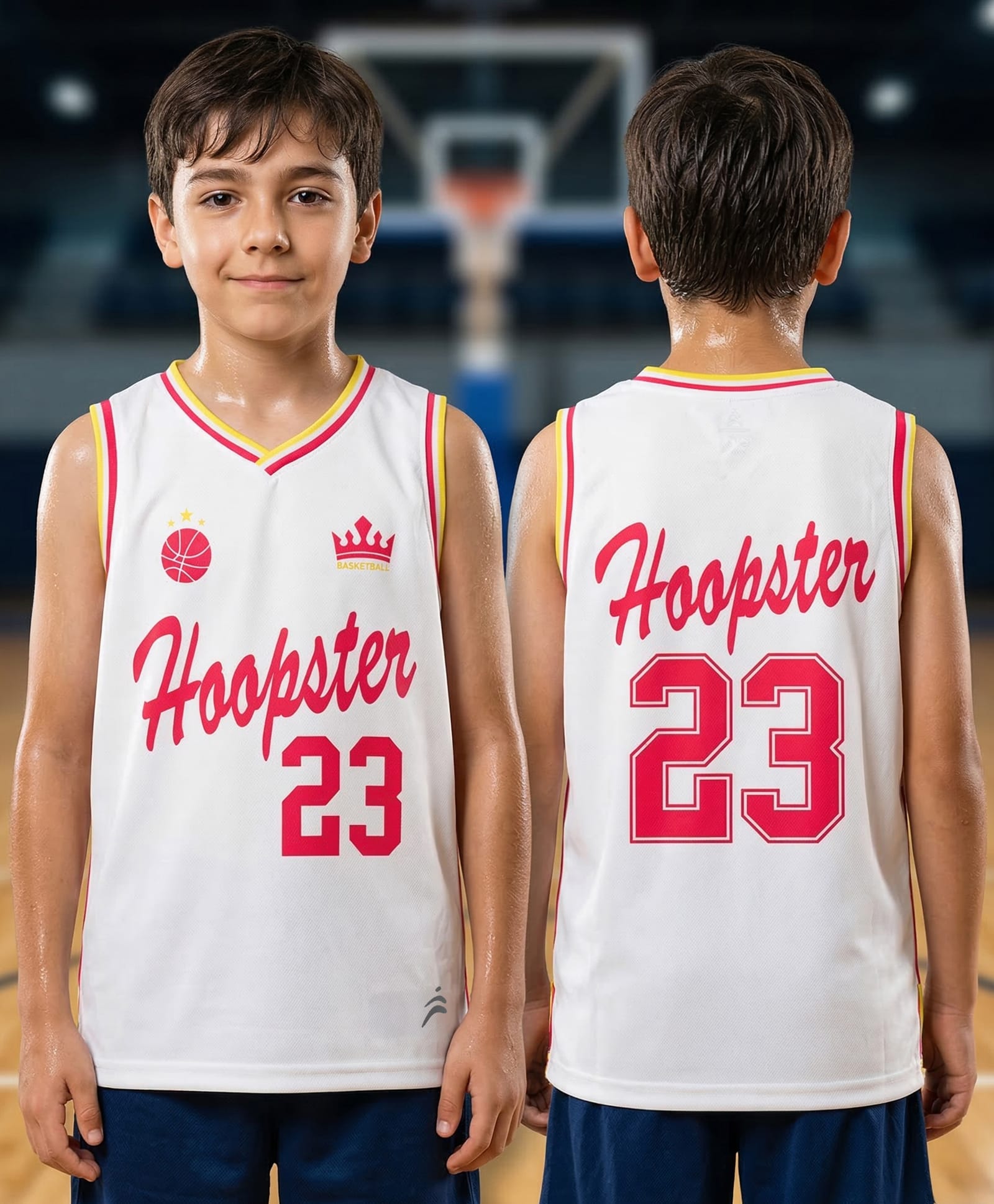 Pine Active Knit Sleeveless T-Shirt with Hoopster Print - White-image-4