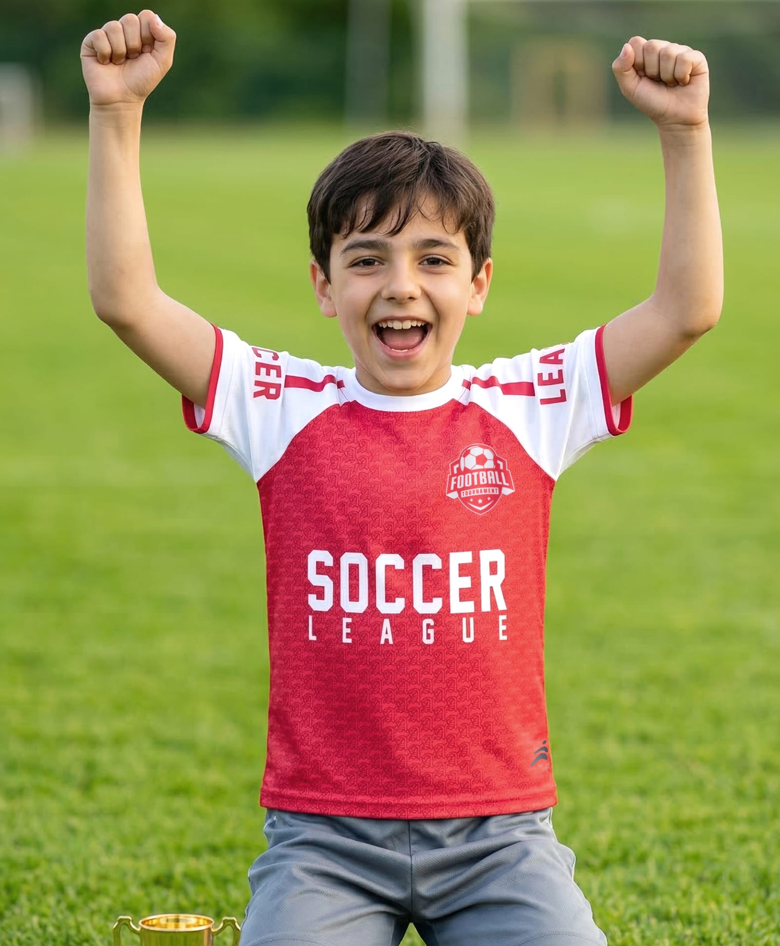 Pine Active Knit Half Raglan Sleeves T-Shirt With Soccer Print - Red-image-32