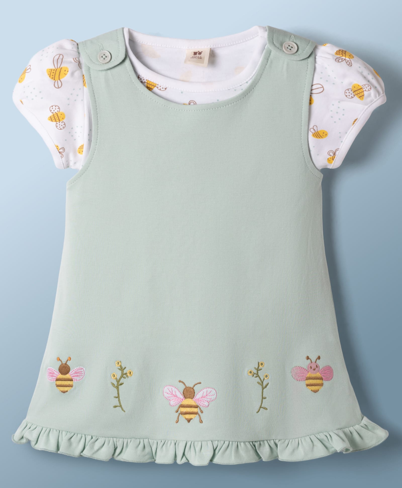 ToffyHouse Cotton Knit Frocks with Inner Tee Half Sleeves Starlight Blue 9-12 Months-image-5