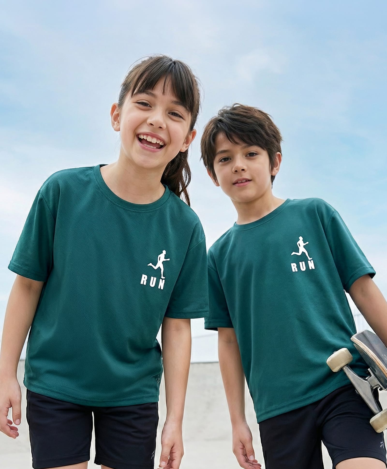 Pine Active Knit Drop Shoulder Half Sleeves T-Shirt with Sports Print - Green