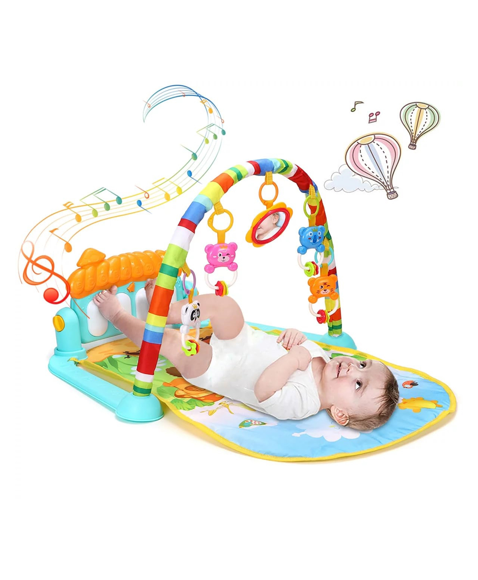 muren Musical Piano Baby Play Gym Mat Kids Activity Gym Mat with Music & Lights Baby Crawling Mat-Multicolor-Color May Vary-picture-36