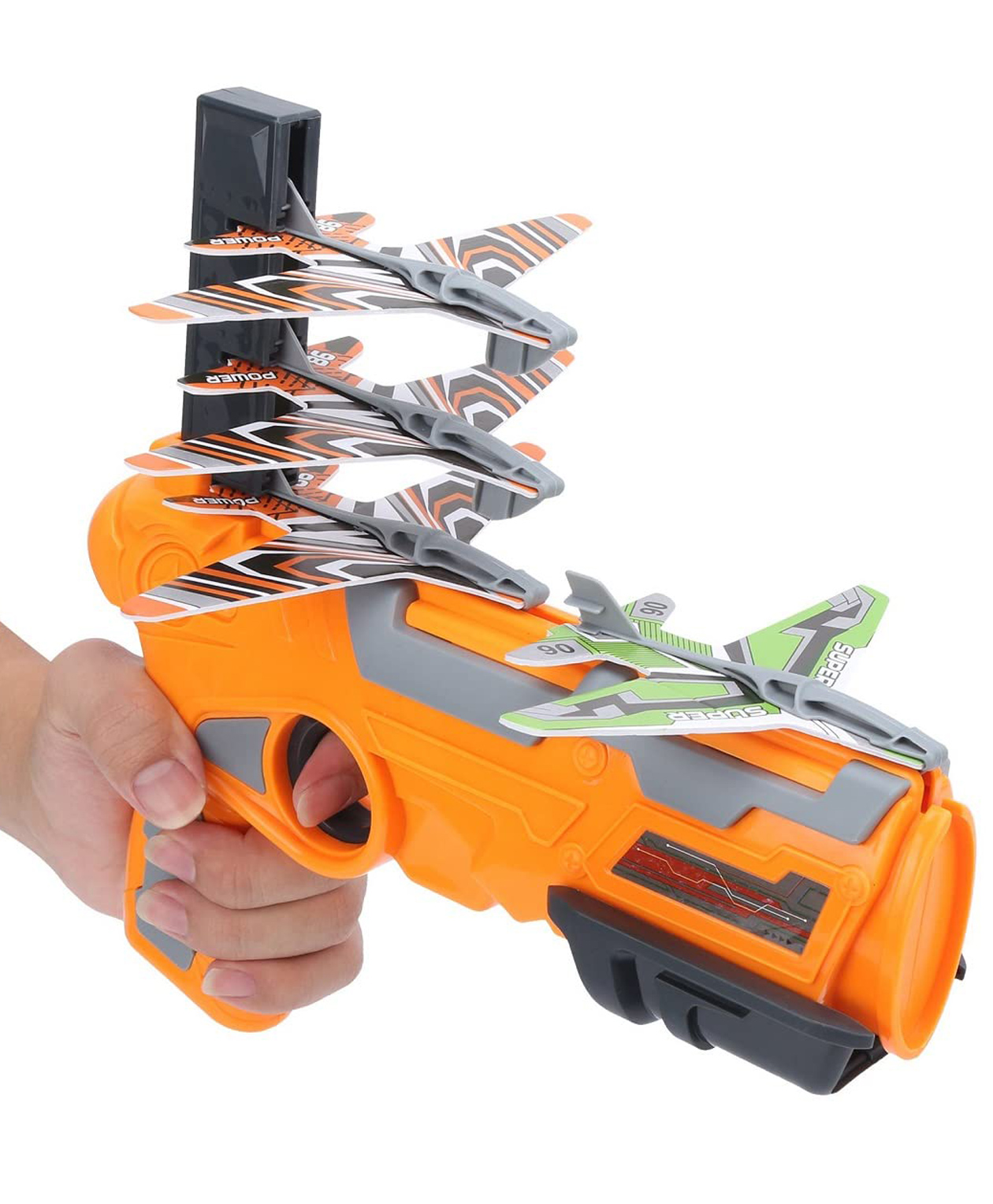 Muren Airplane Launcher Gun Toy Set for Kids with 4 Planes Shooting Action for Outdoor Fun Flying Toys & Launchers for kids-Multicolor design color may vary-picture-2
