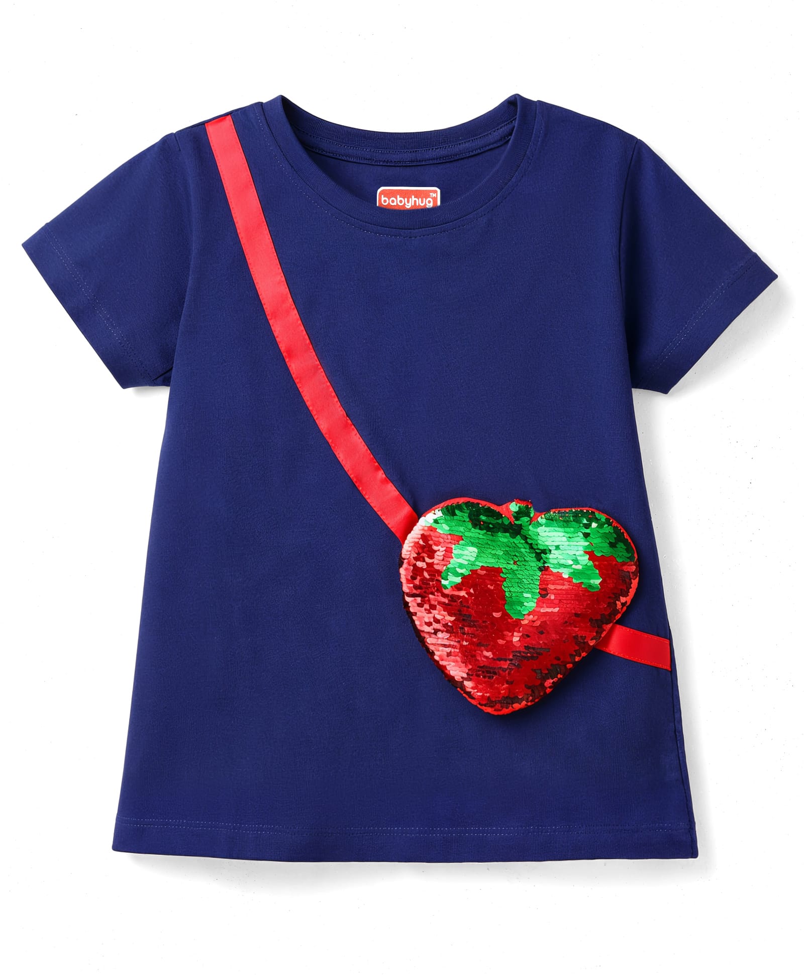 Babyhug Cotton Knit Half Sleeves T-Shirt With Reversible Sequin Detailing - Multicolor-picture-27