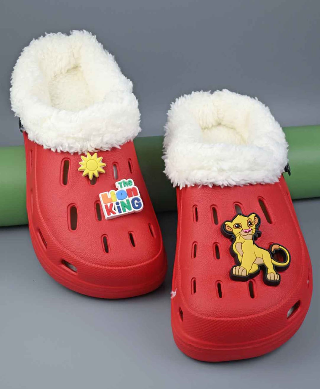 Yellow Bee Disney The Lion King Featuring Simba Applique Perforated Plush Line Detailed Clogs - Red-image-24