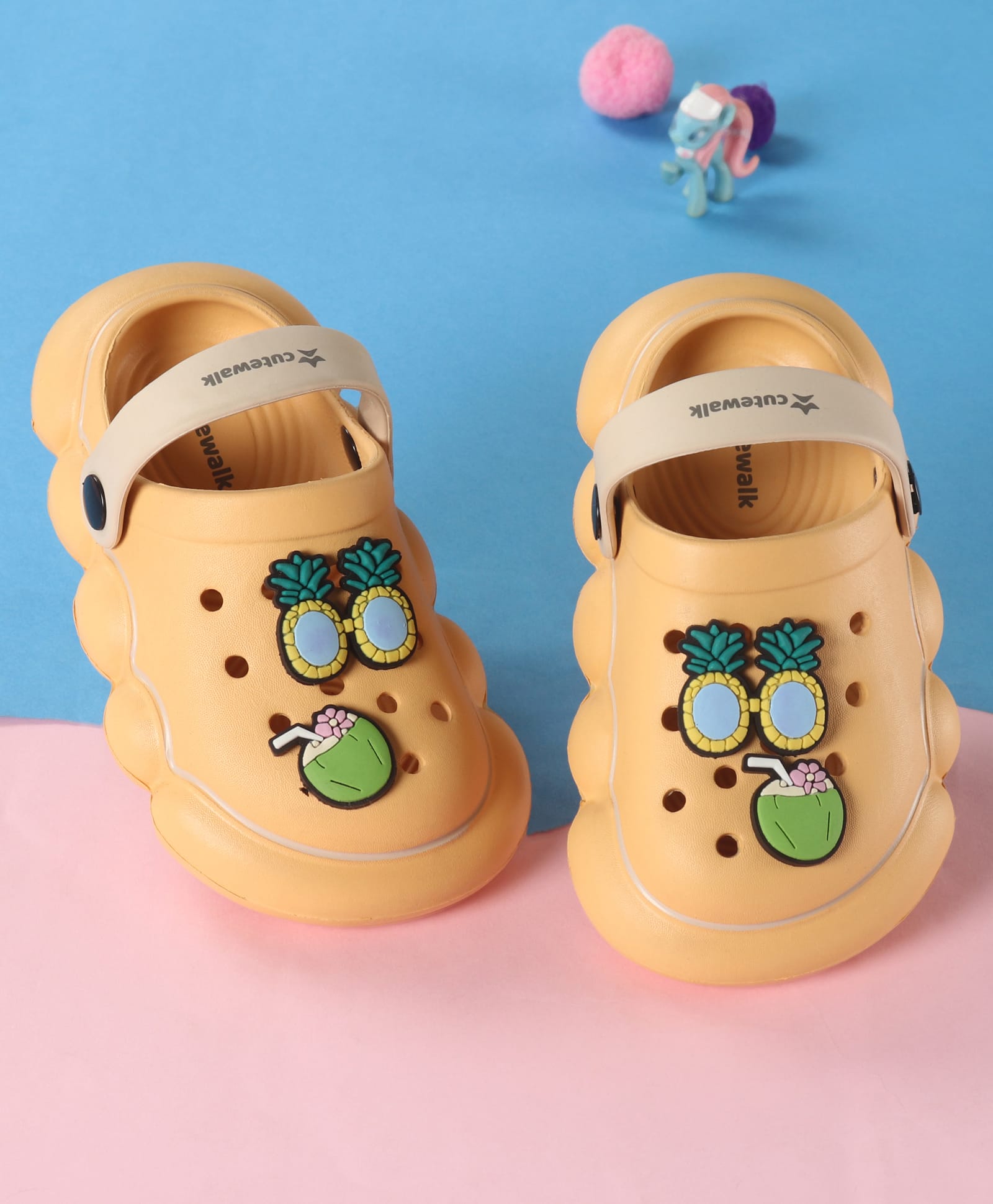 Cute Walk by Babyhug Back Strap Solid Clogs With Beach Theme Applique - Mustard-image-42