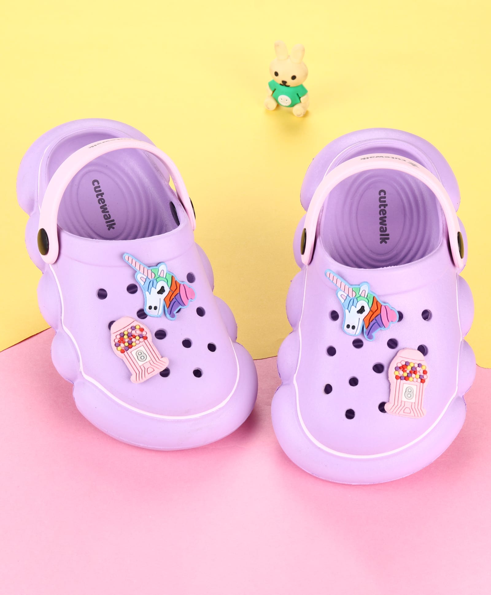 Cute Walk by Babyhug Back Strap Clogs With Unicorn Theme Applique - Purple-picture-16