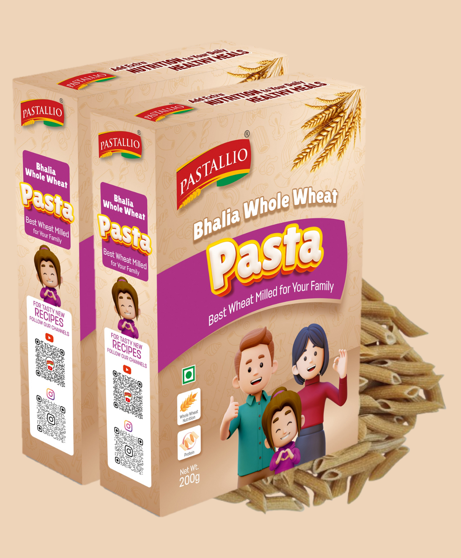 PASTALLIO Bhalia Whole Wheat Pasta (200g x 2packs) - No Maida, Zero Trans Fat, Cholesterol Free-image-21