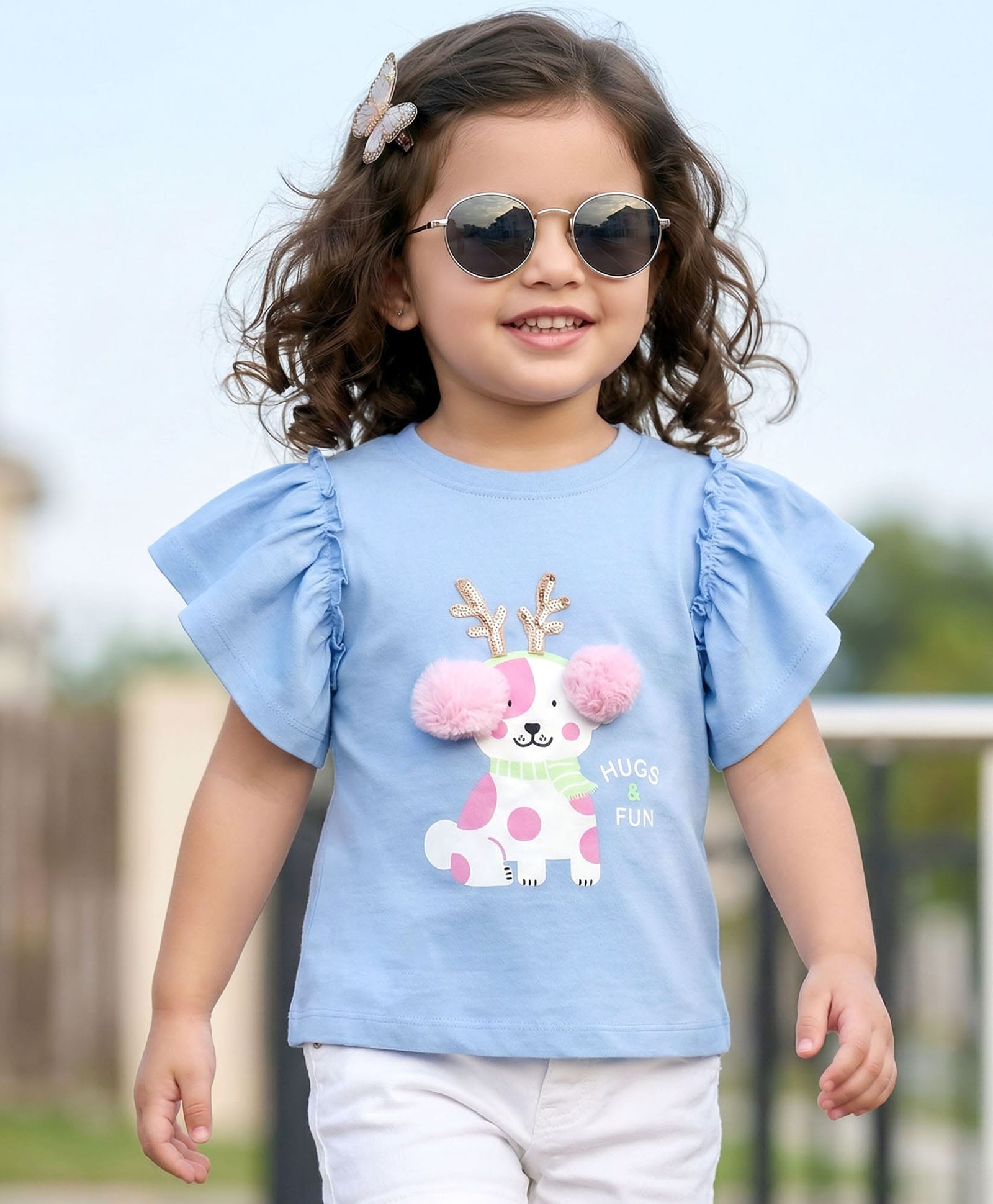 Babyhug Cotton Knit Half Sleeves T-Shirt With Dog Print & Sequin Detailing - Multicolor-image-26