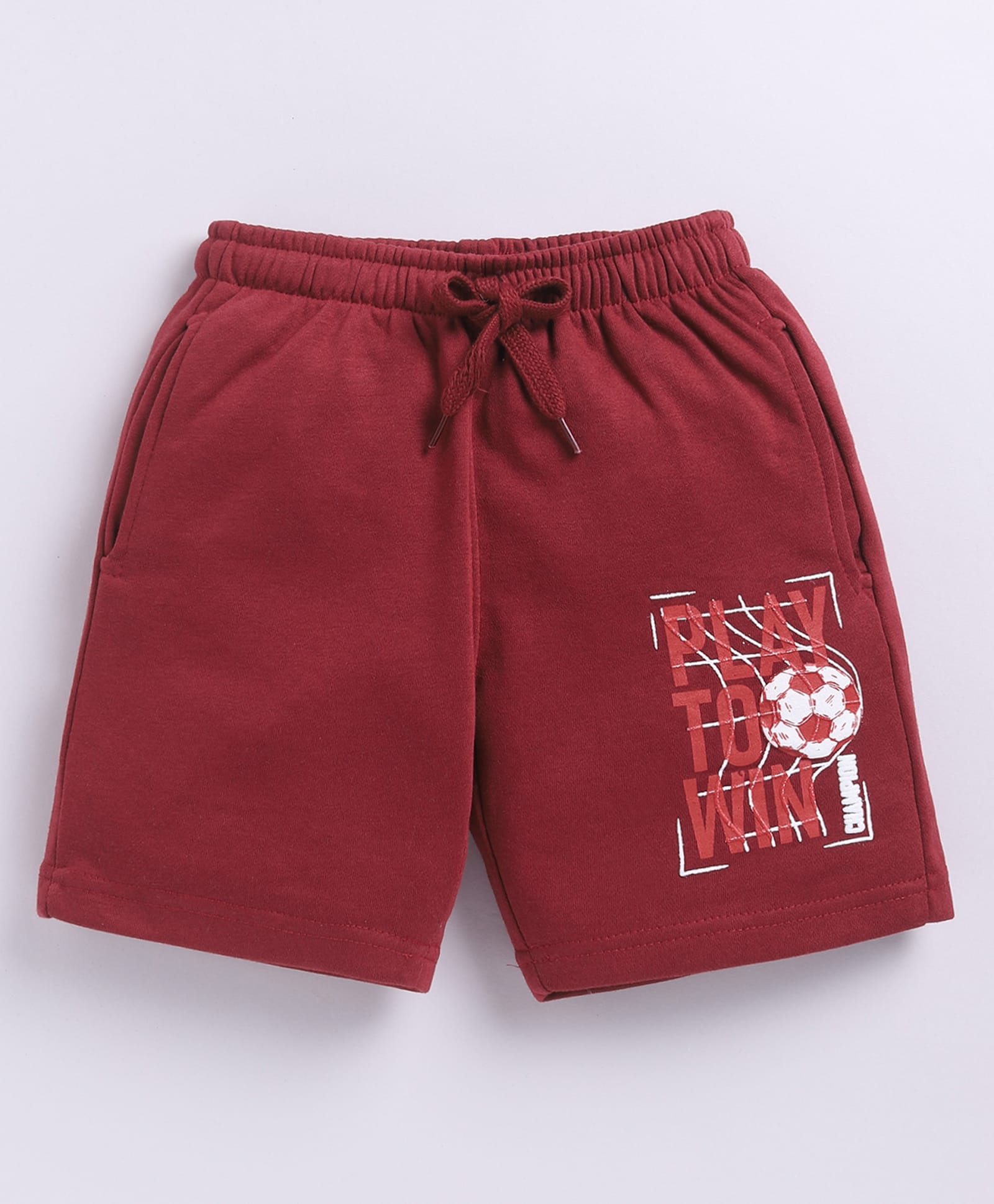 Parrot Crow Cotton Knit Play to Win Text Printed Shorts - Maroon-picture-27