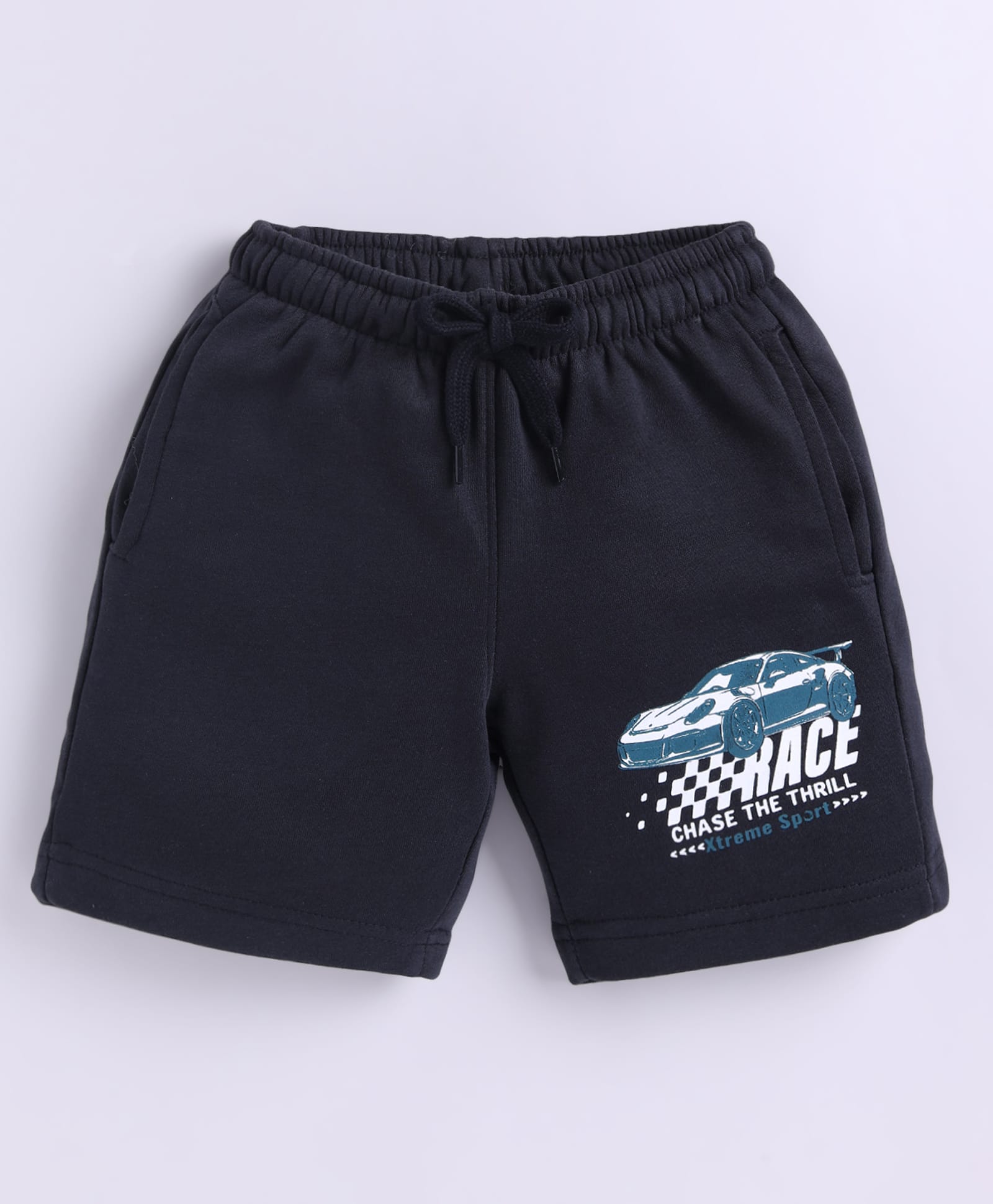 Parrot Crow Cotton Knit Race Text Car Printed Shorts - Black-picture-34