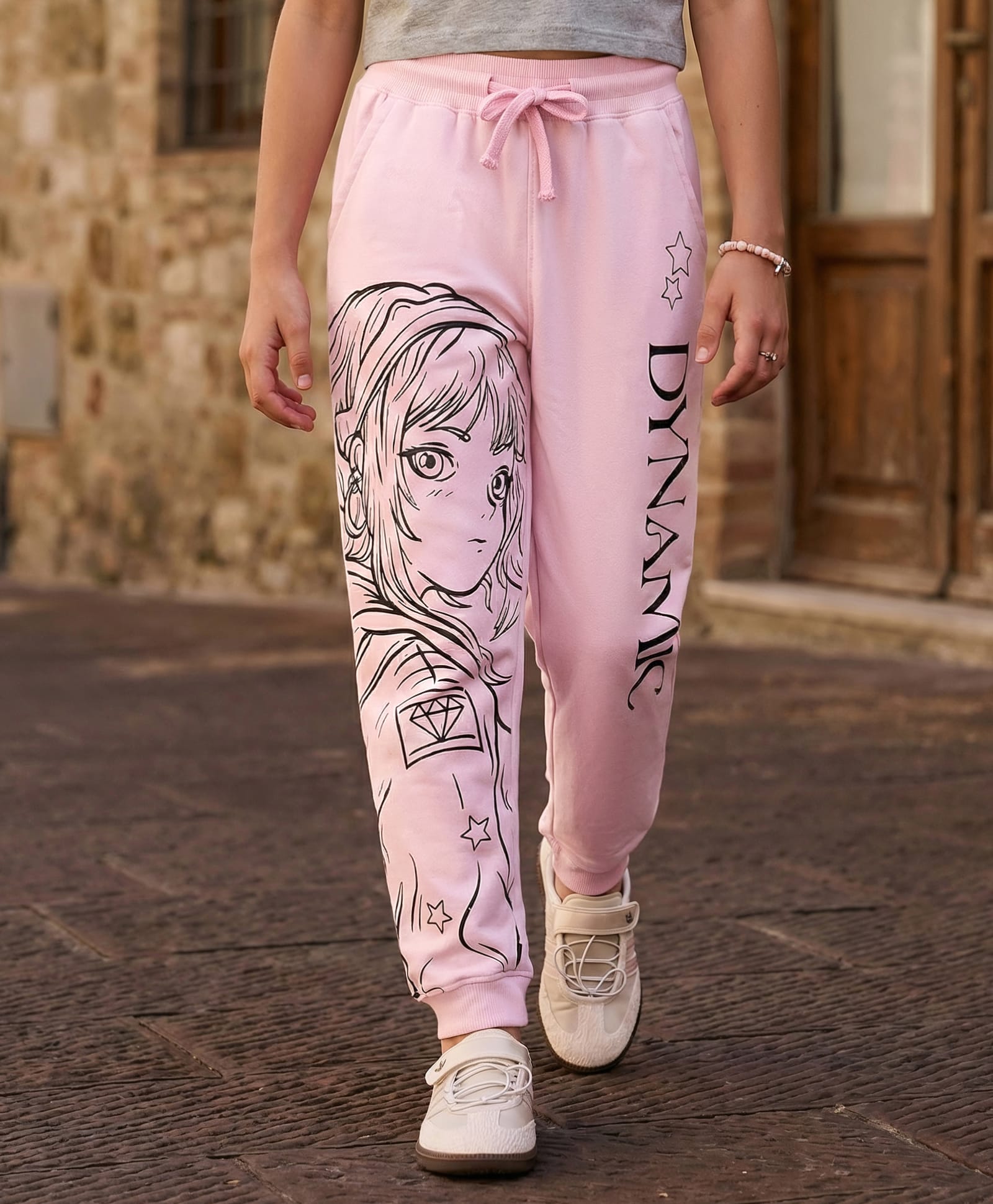 Pine Kids Knit Full Length Anime & Text Printed Lounge Pant - Pink-picture-15