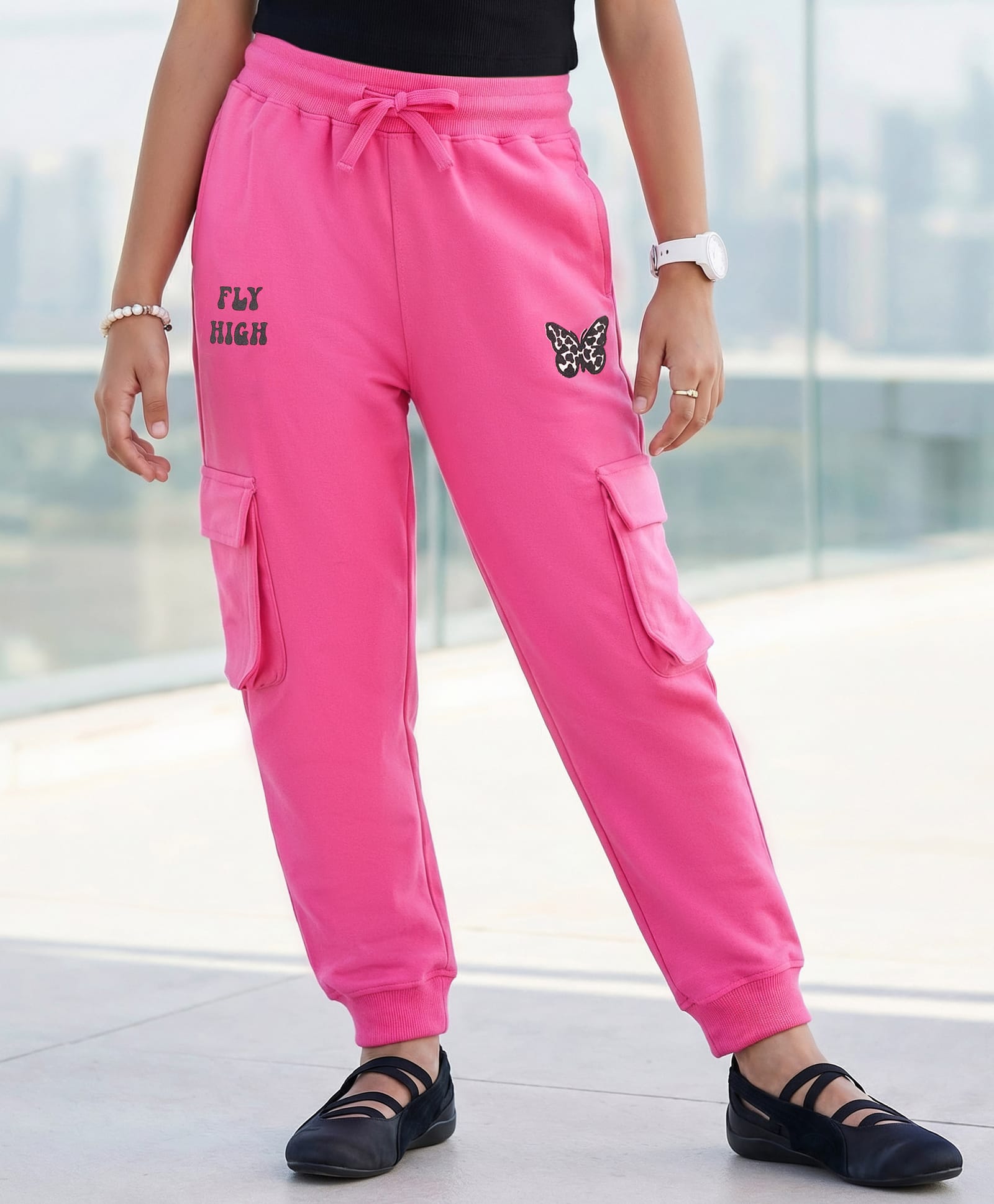 Pine Kids Knit Full Length Lounge Pant with Text Print - Fandango Pink-image-43