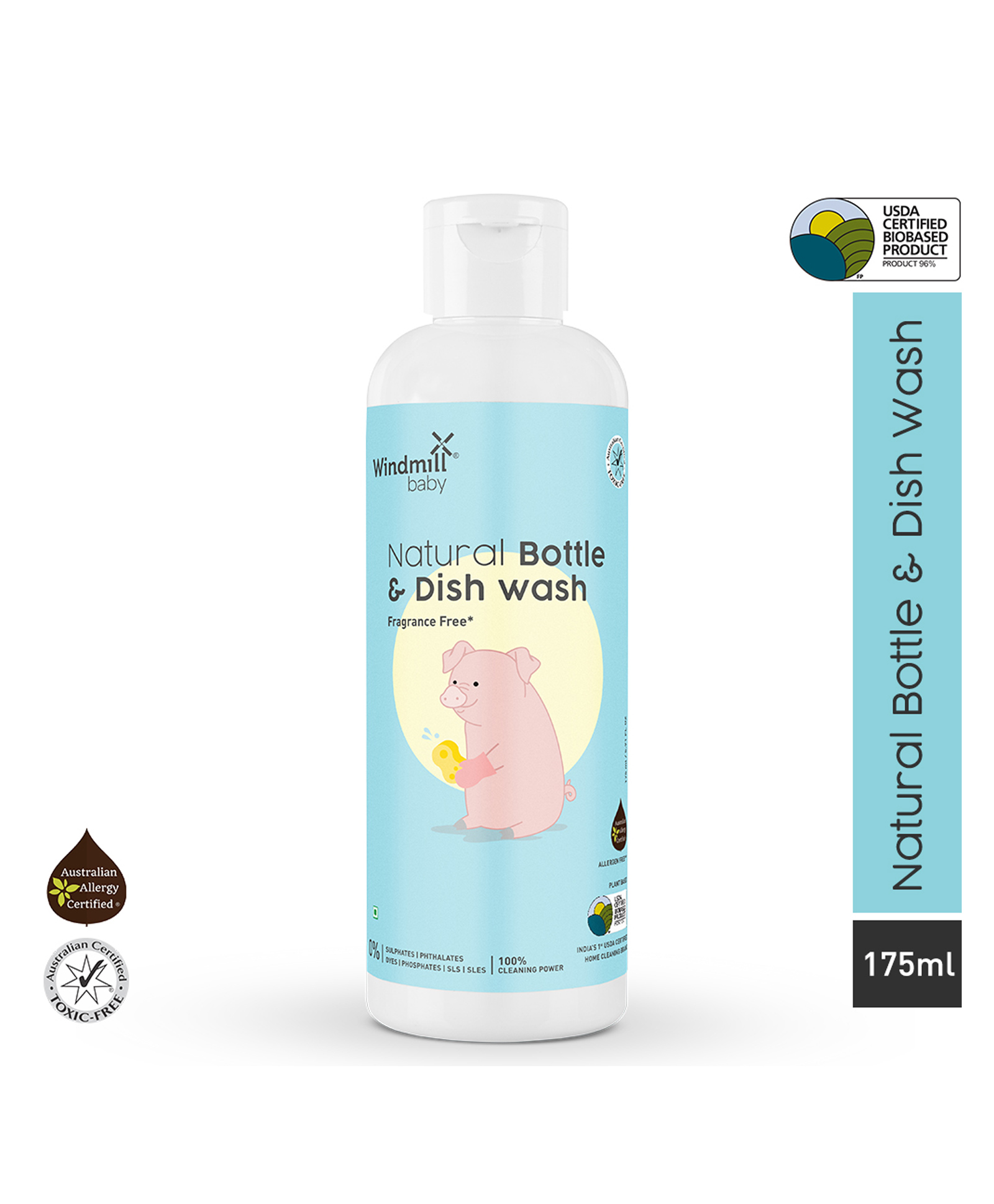 Windmill Baby Natural Bottle & Dish Wash Anti Bacterial Liquid Cleanser - 175 ml-image-46