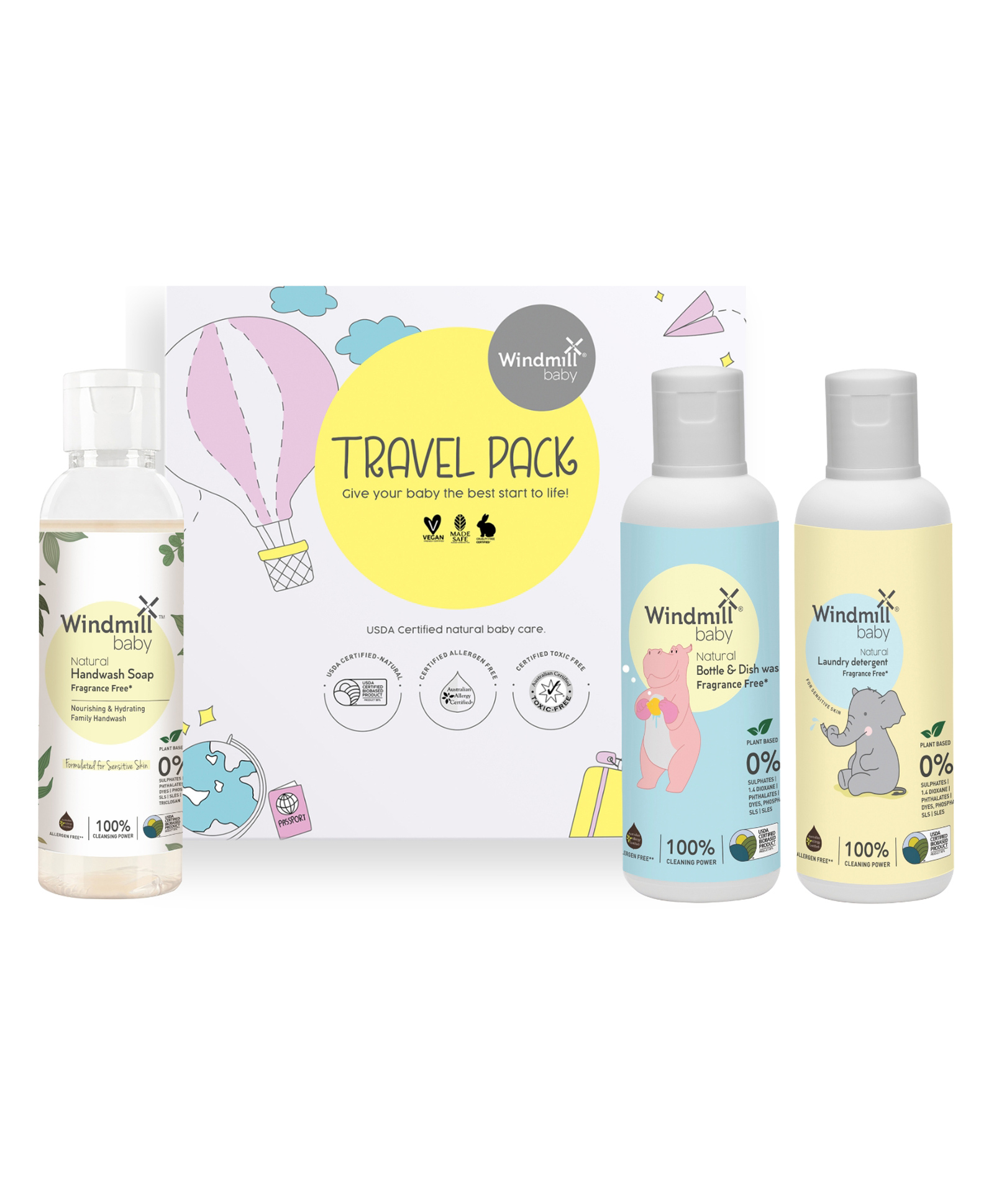 Windmill Baby Natural Cleaning Travel Pack Bottle Wash Lavender Blossoms Laundry Detergent Coco Shea Hand Wash - 100 ml Each-image-21