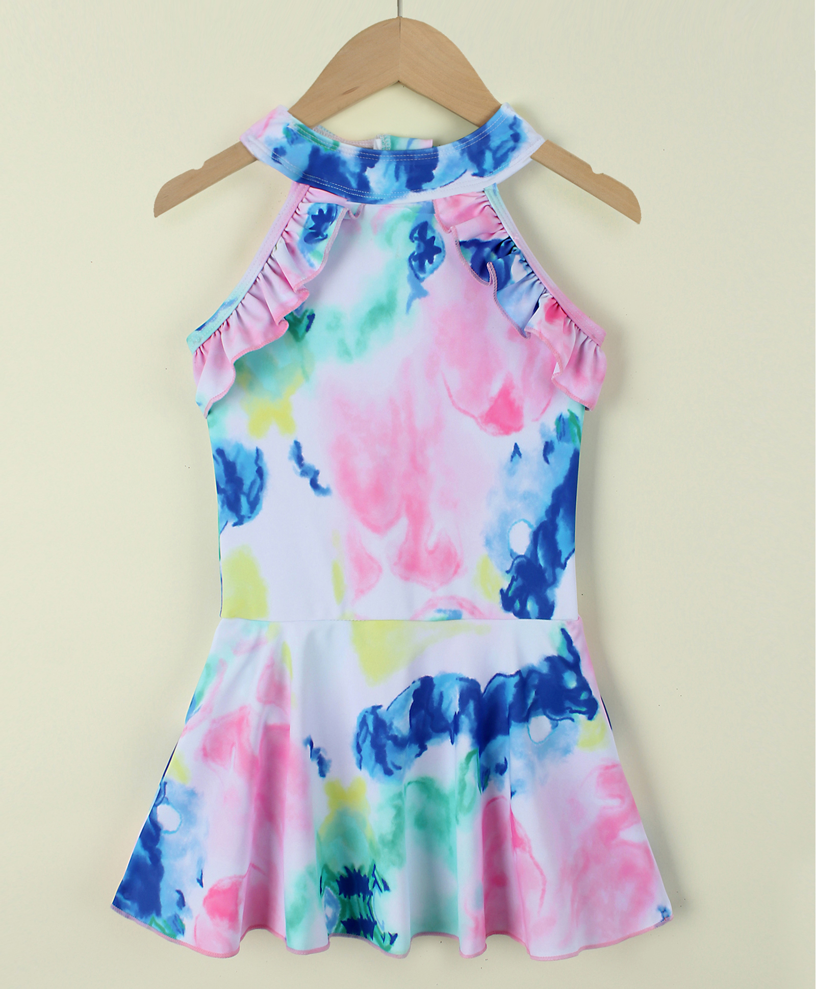 Mark & Mia Sleeveless Printed Frock Swimsuit - White & Blue