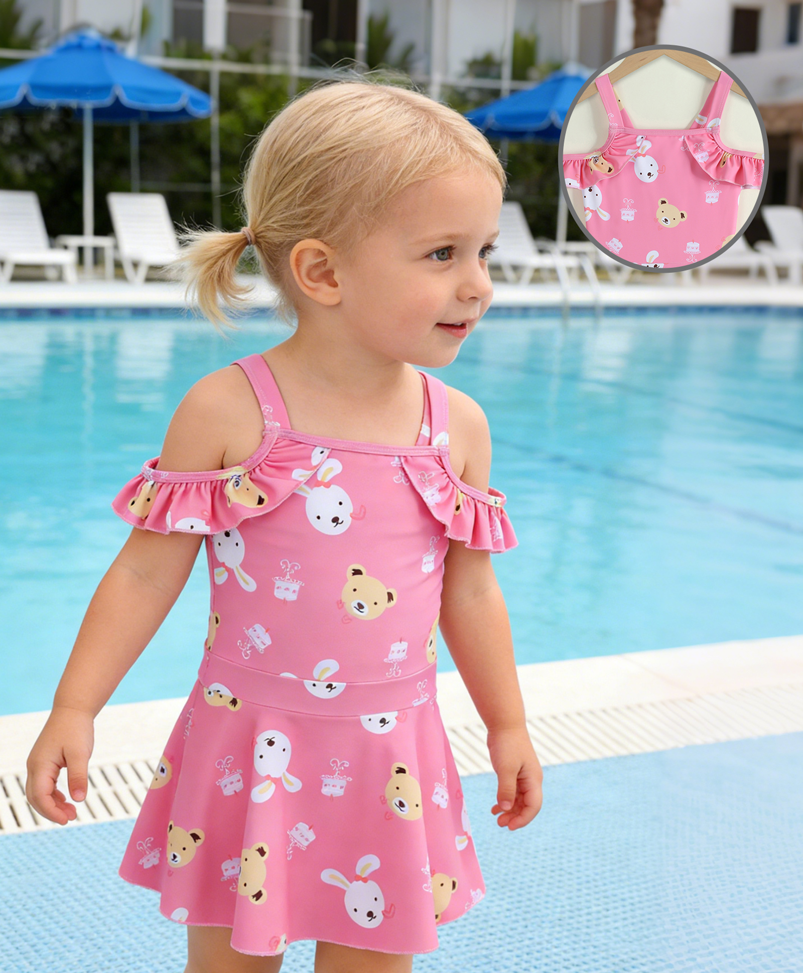 Mark & Mia Sleeveless Animal Printed Frock Swimsuit - Pink-image-22