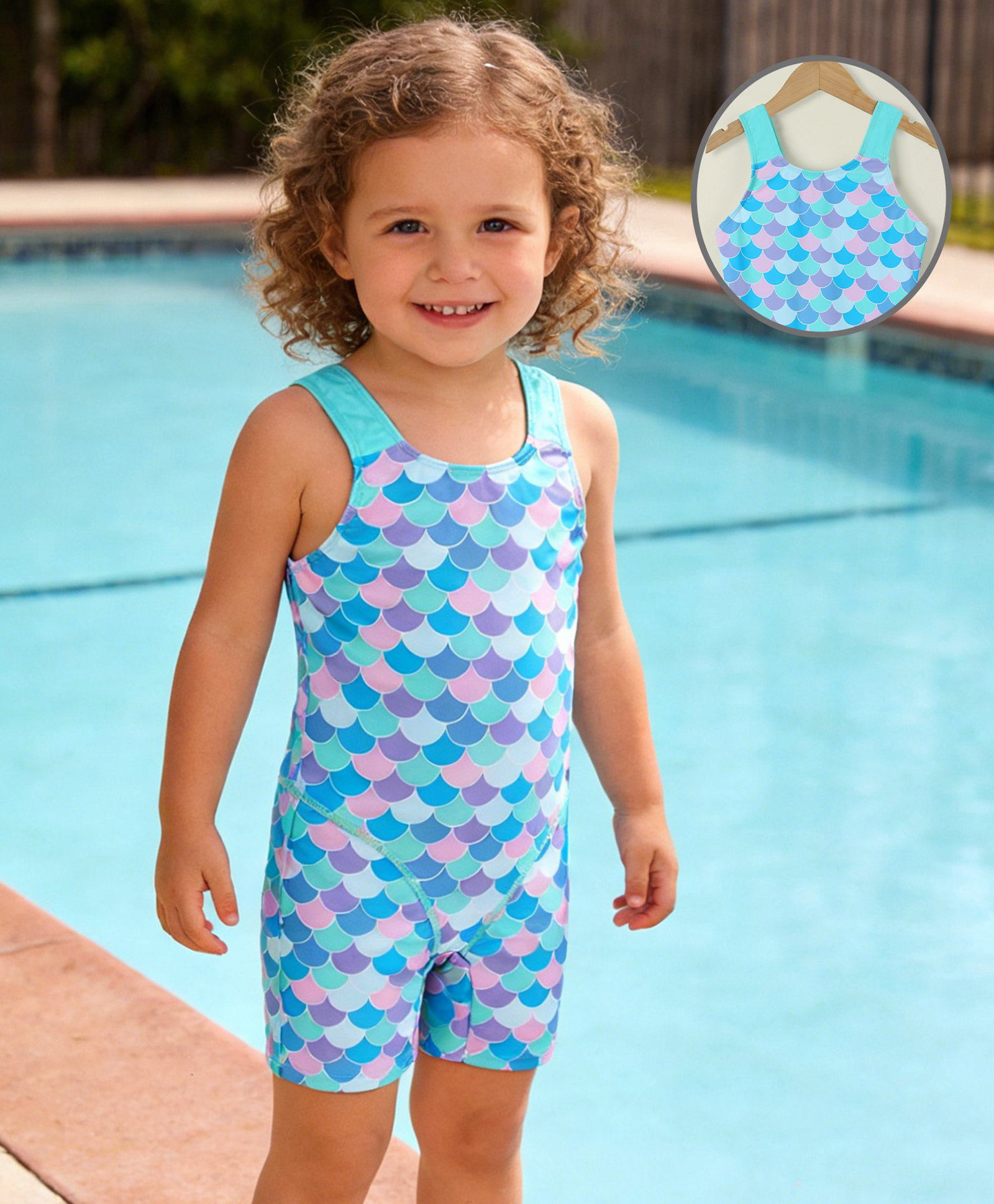 Mark & Mia Sleeveless Shells Printed Legged Swimsuit - Light Blue