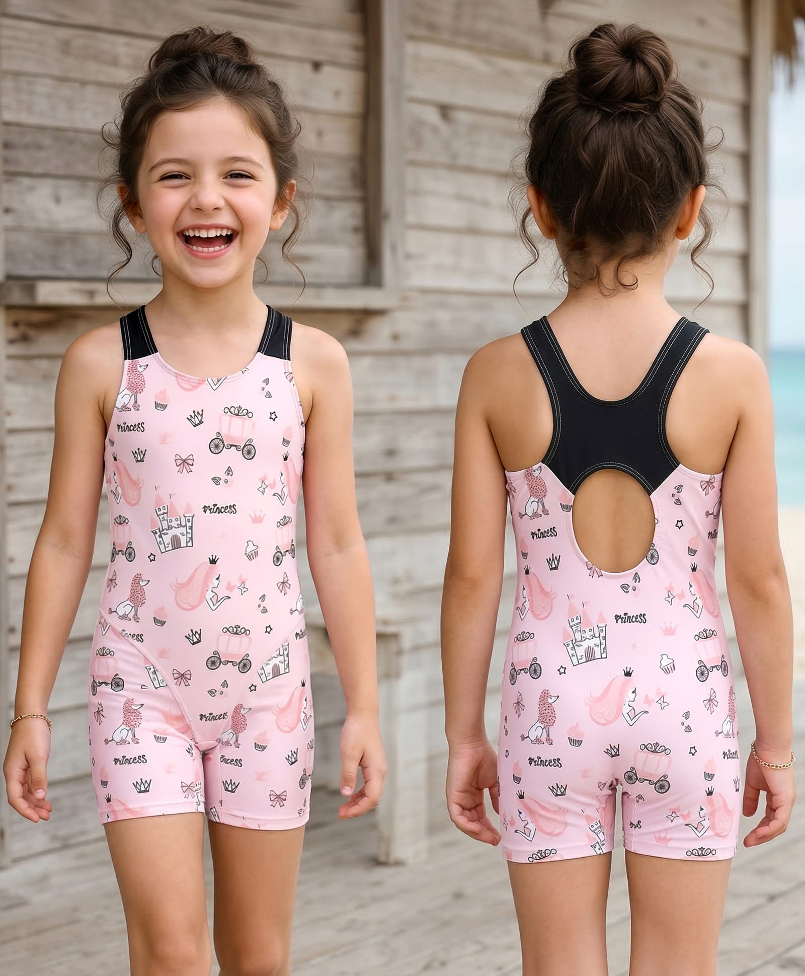 Mark & Mia Sleeveless Puppy Printed Legged Swimsuit - Pink