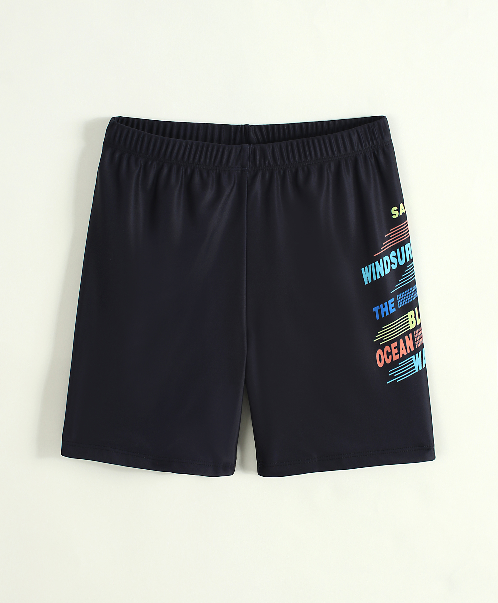 Pine Kids Swimming Trunks with Text Print - Black-image-11