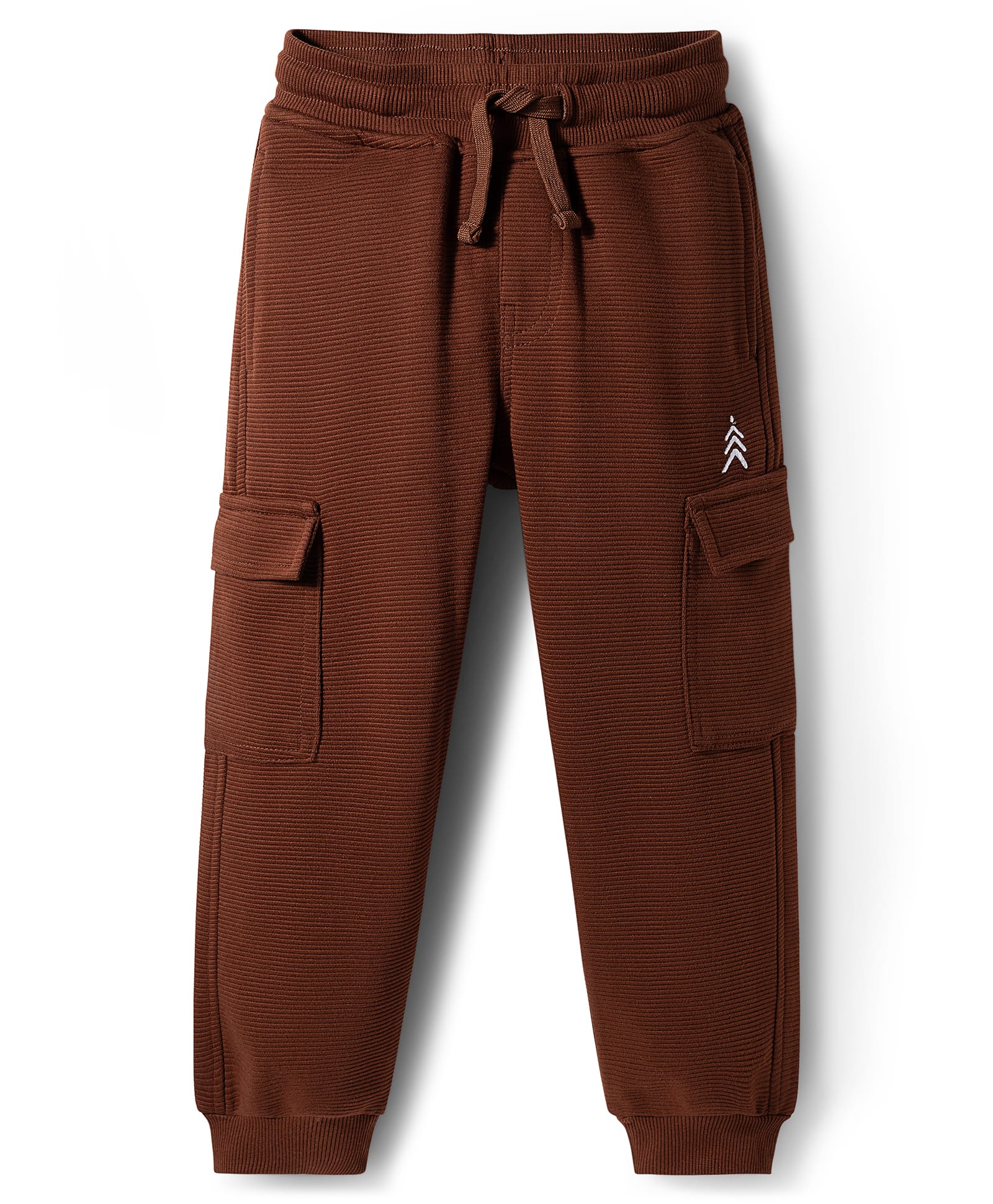 Pine Kids Knit Full Length Solid Colour Lounge Pant with Pockets- Brown