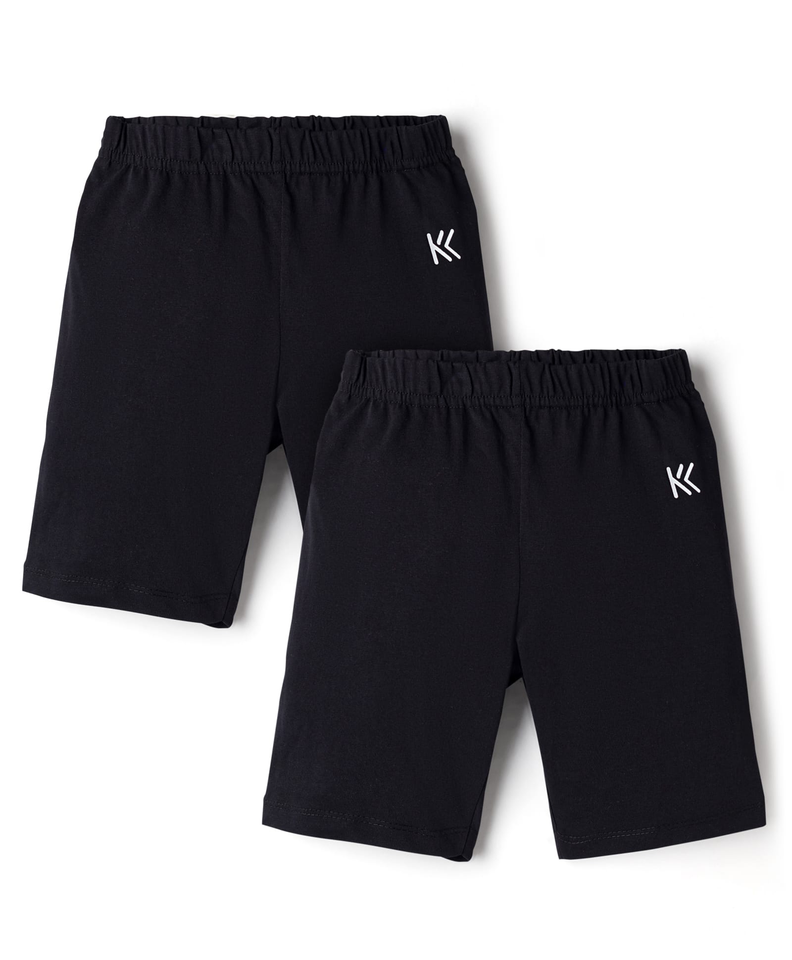 kookie kids india Kookie Kids Single Jersey Knit Mid Thigh Length Cycling Shorts with Brand Logo Print - Black-picture-13