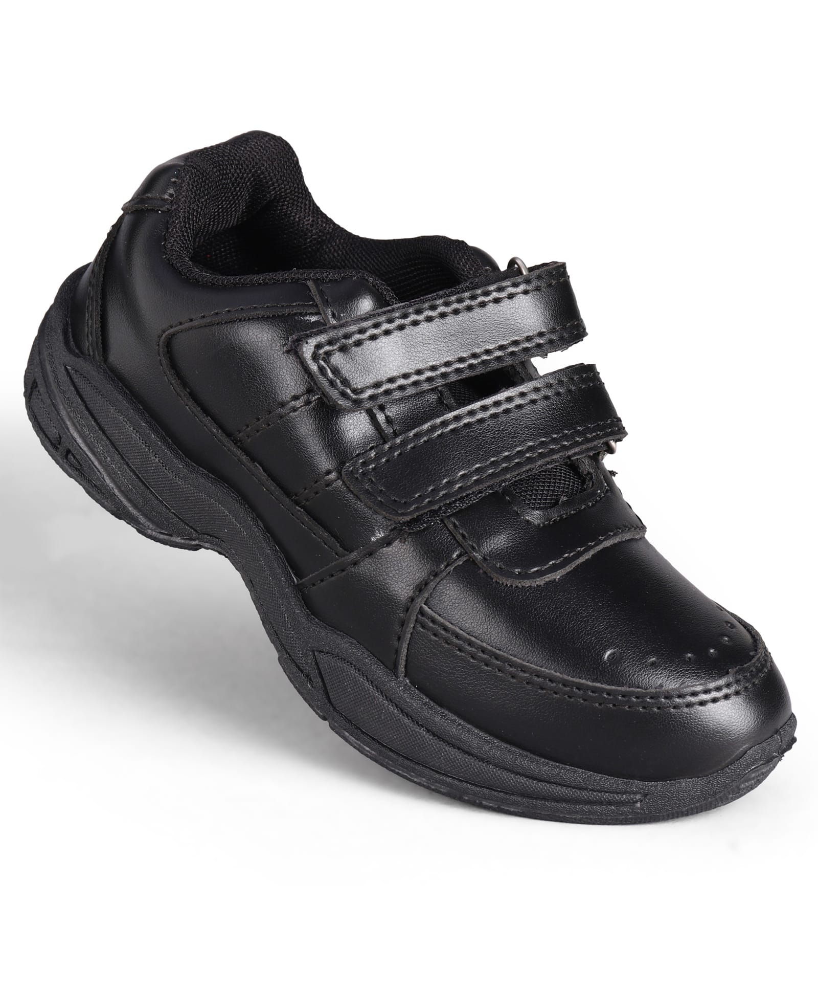 Pine Kids Velcro Closure Solid Colour School Shoes -Black-picture-12