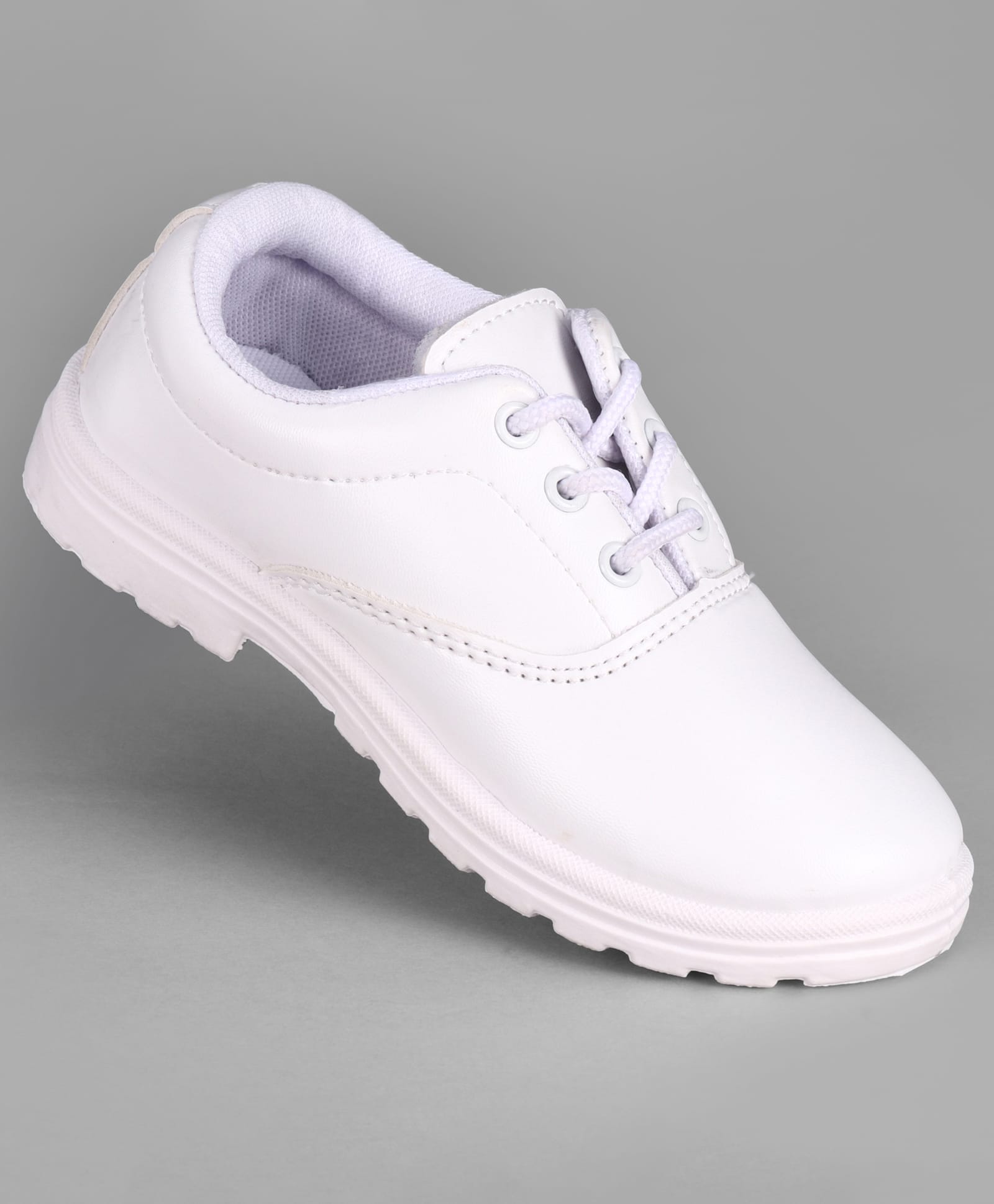 Pine Kids Lace Up Closure Solid Colour School Shoes -White-picture-19