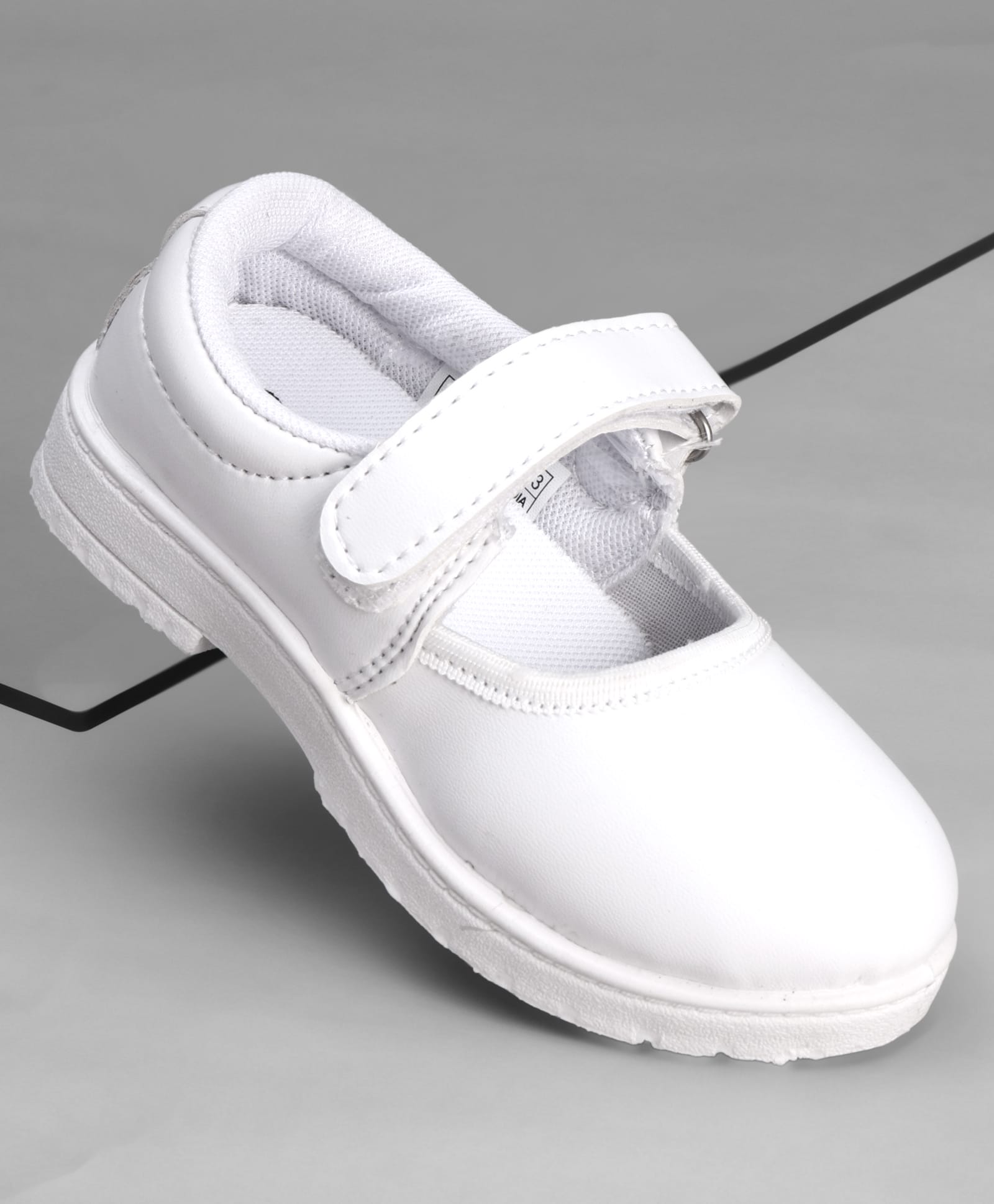 Pine Kids Velcro Closure Solid Colour School Shoes - White-picture-11