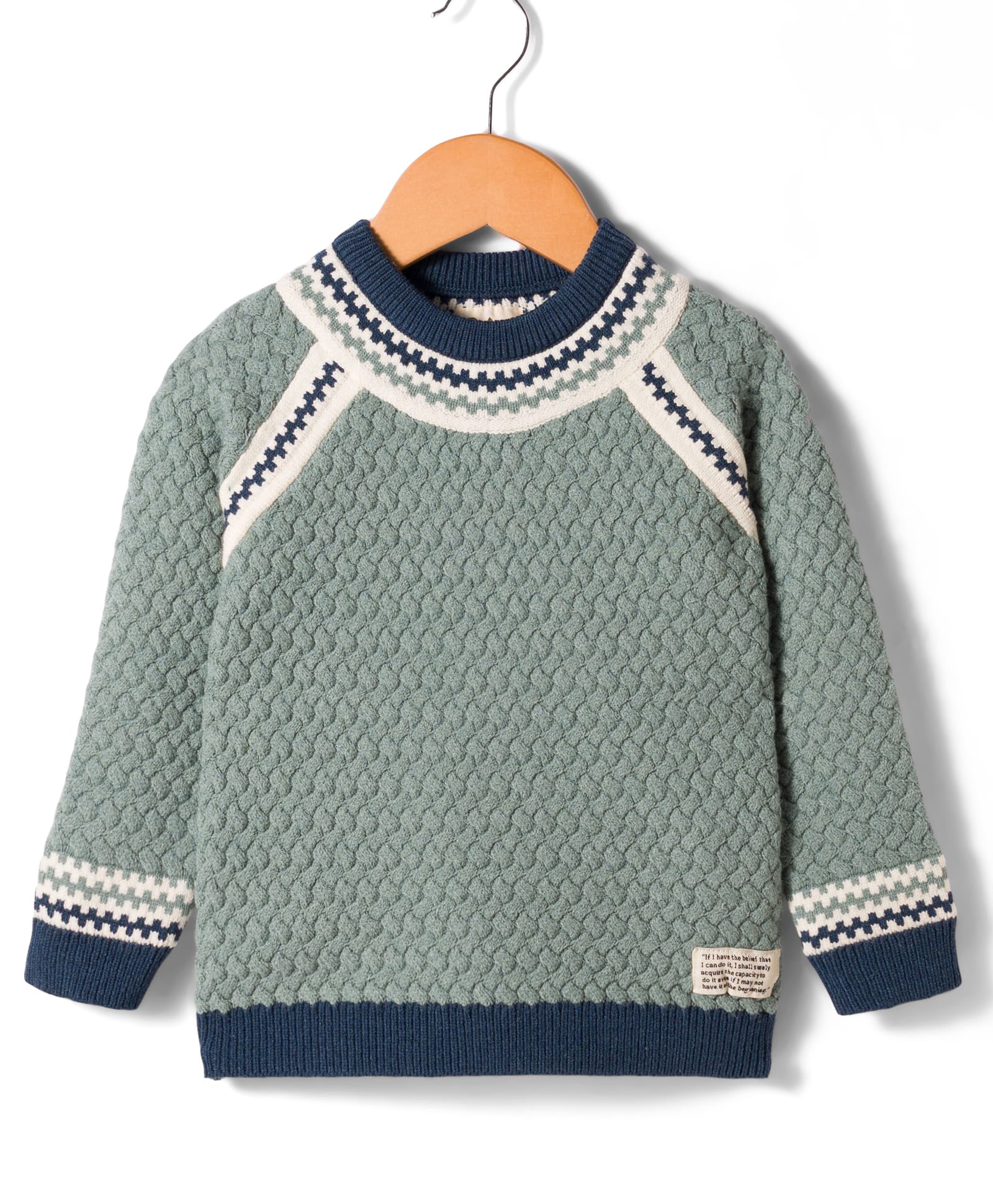 Yellow Apple Knitted Full Raglan Sleeves Solid Pullover Sweater - Mint-picture-18