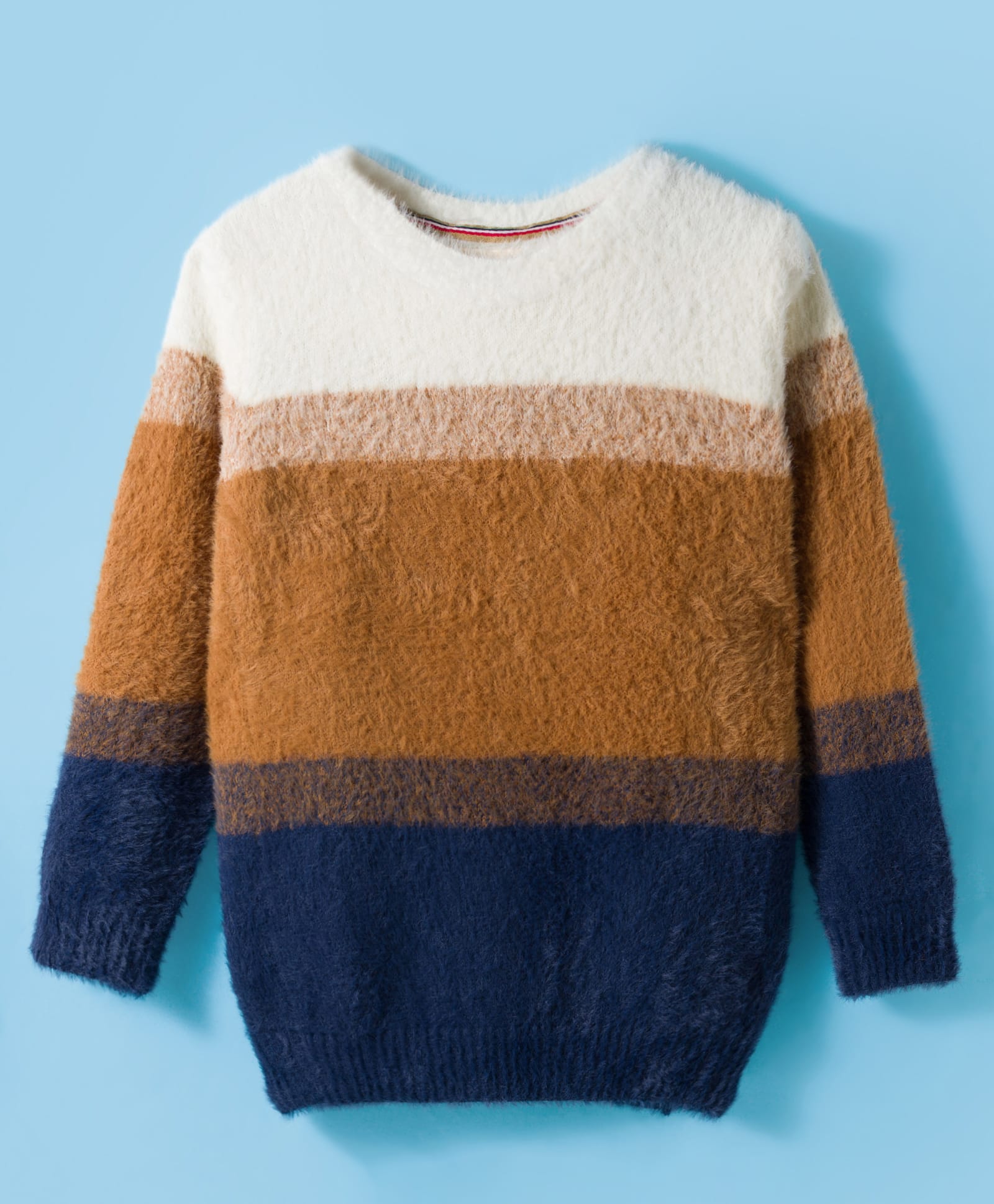 Yellow Apple Knit Full Sleeves Cut & Sew Pullover Sweater with Color Block - Multicolor-picture-25