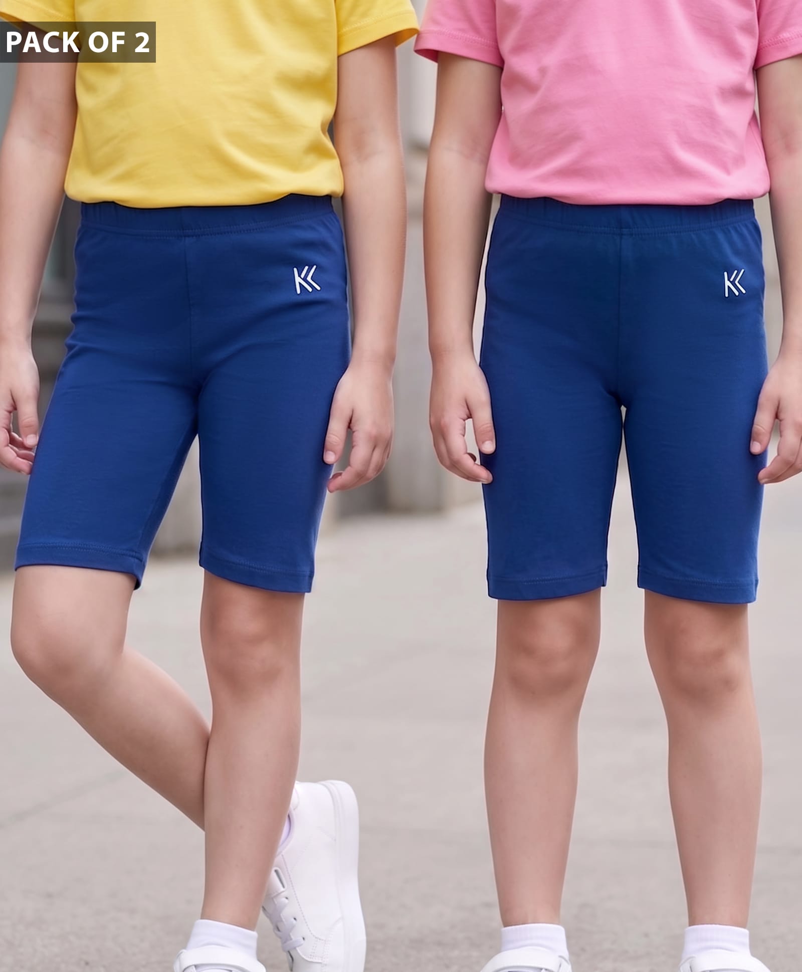 kookie kids india Kookie Kids Single Jersey Knit Mid Thigh Cycling Shorts Pack of 2 - Navy Blue-picture-14