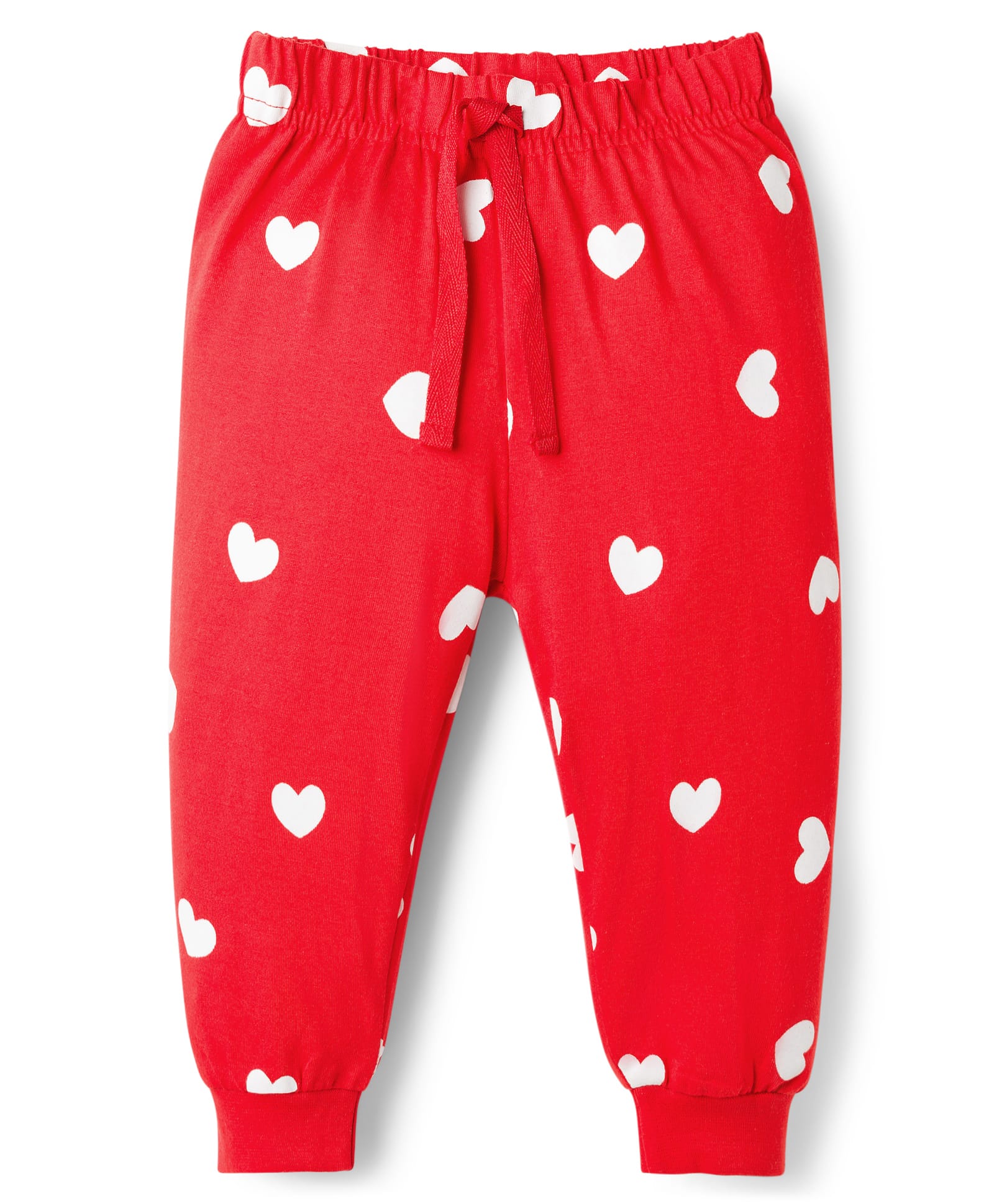 Doodle Poodle 100% Cotton Knit Full Length Heart Printed Lounge Pant - Red-image-38