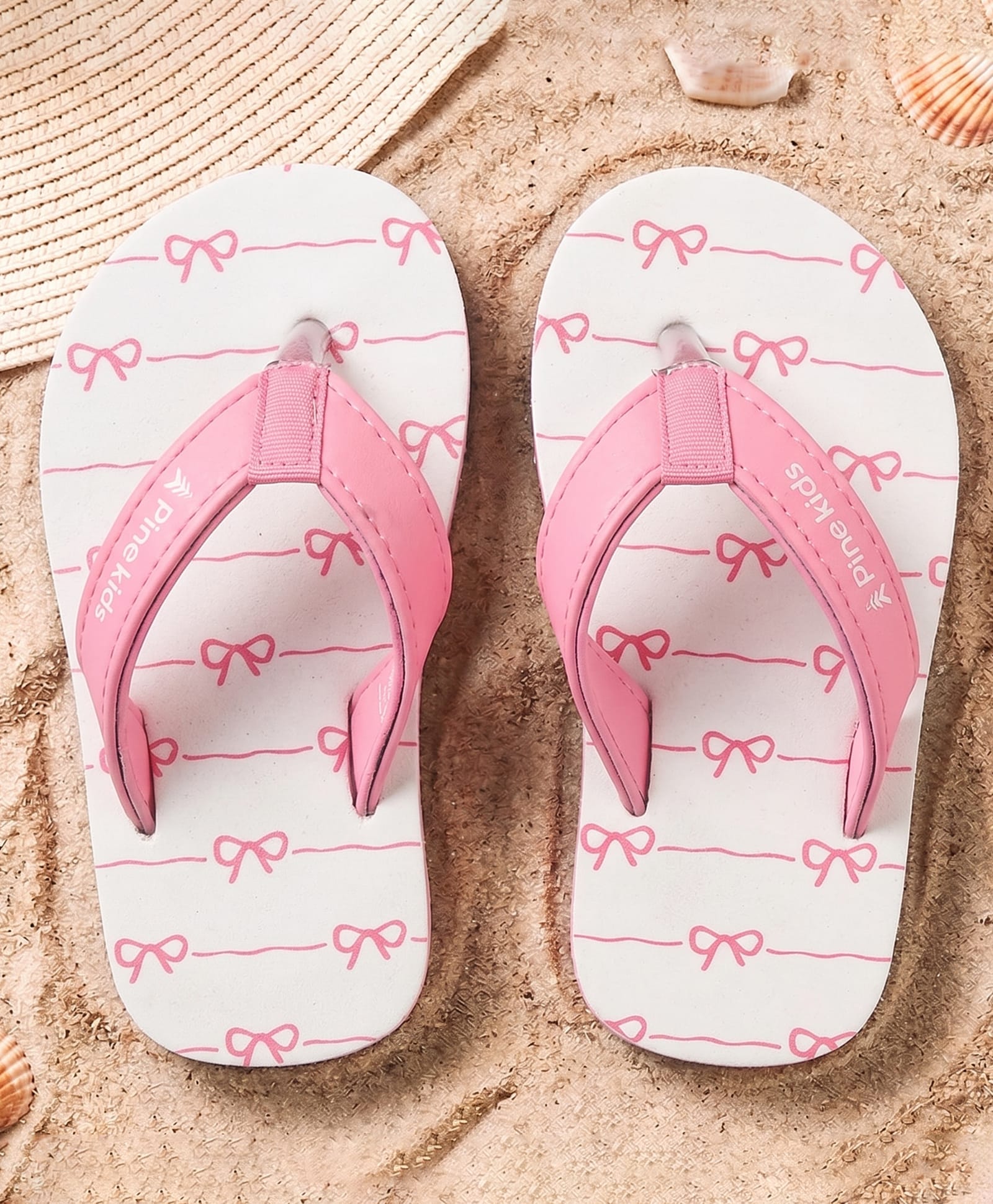Pine Kids Slip On Bow Printed Flip Flops - Pink-image-2