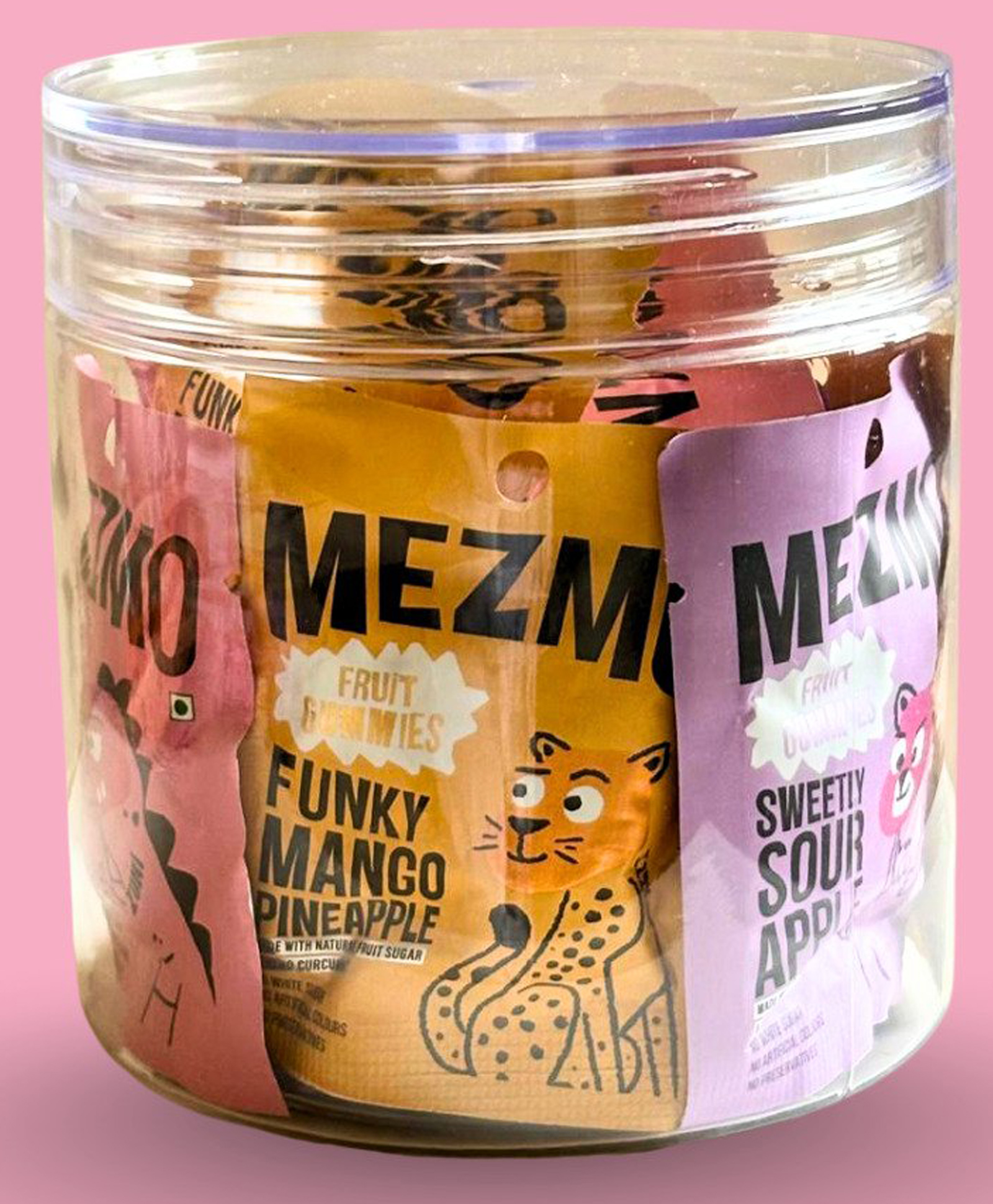 Mezmo Jar of 10 Fruit gummies mini packs Assorted-image-44