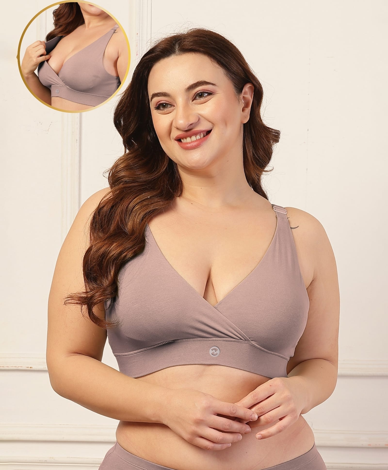 Zelena 90% Cotton 10% Elastane Knit Solid Non-Padded Maternity Bra With Front Open Nursing Access - Dark Skin-picture-11