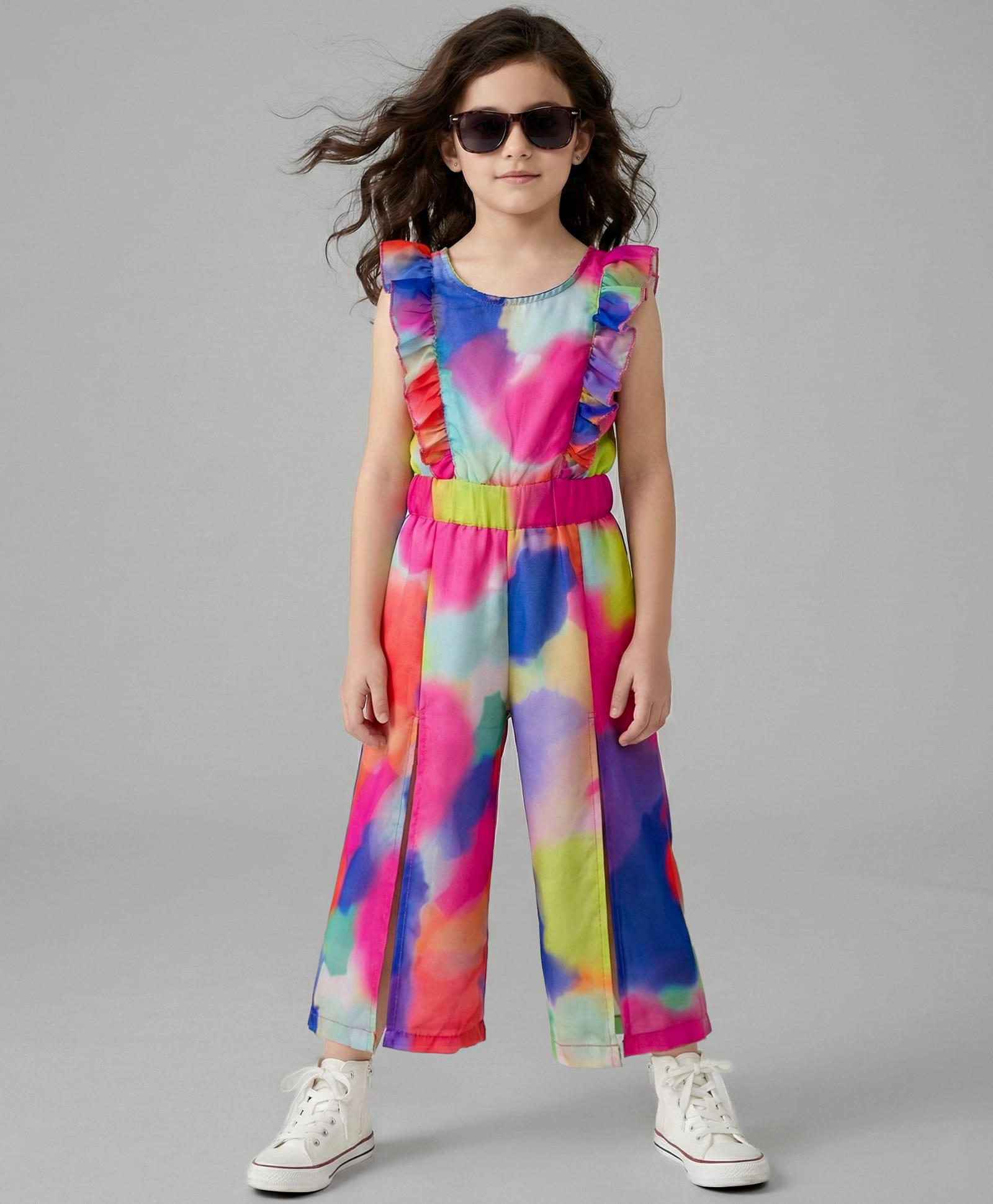 OLLINGTON ST. Georgette Woven Printed Frill Sleeves Jumpsuit - Multicolour-image-2