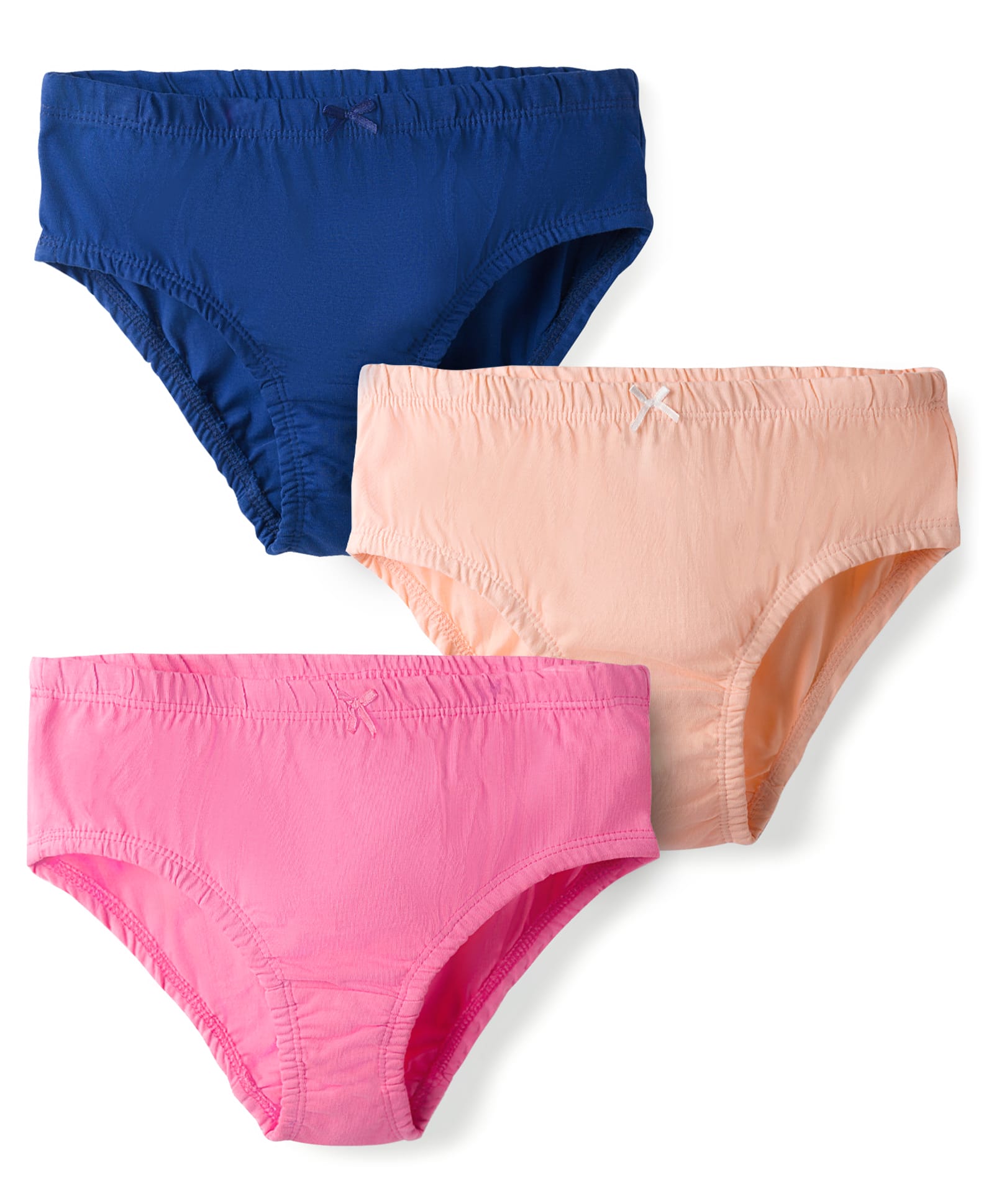 Kookie Kids Single Jersey Knit Solid Colour Panties Pack of 3 - Blue Pink & Peach-image-30
