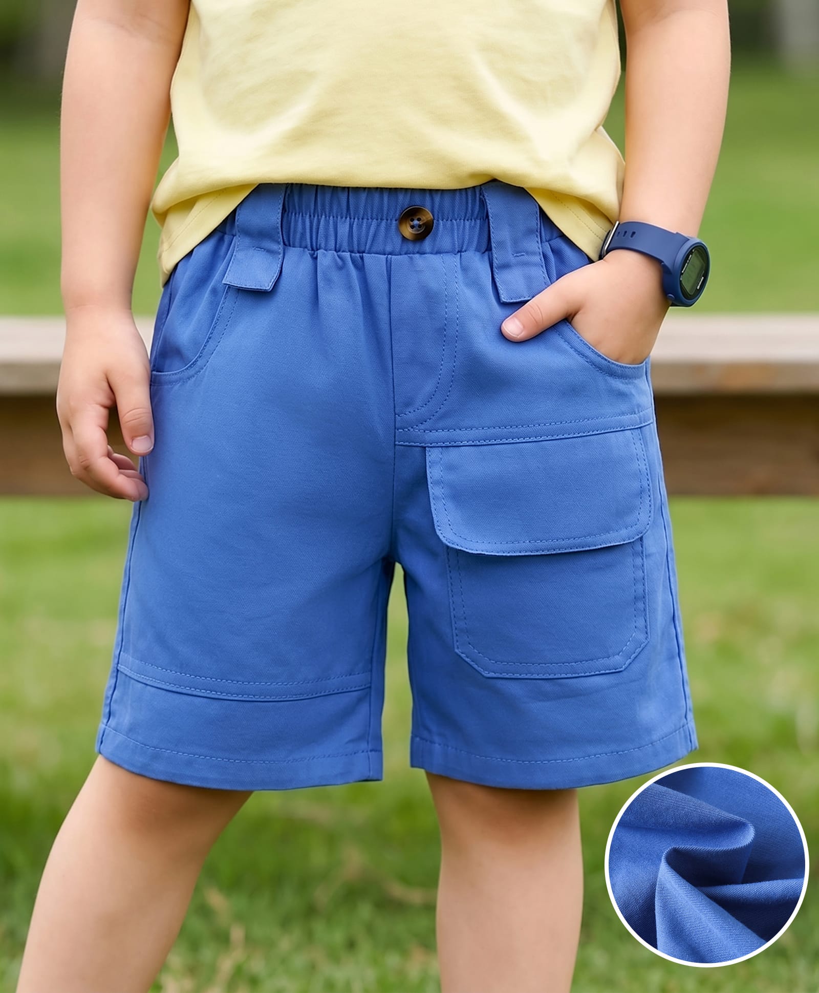 Mark & Mia Cotton Solid Color Shorts - Blue-image-18