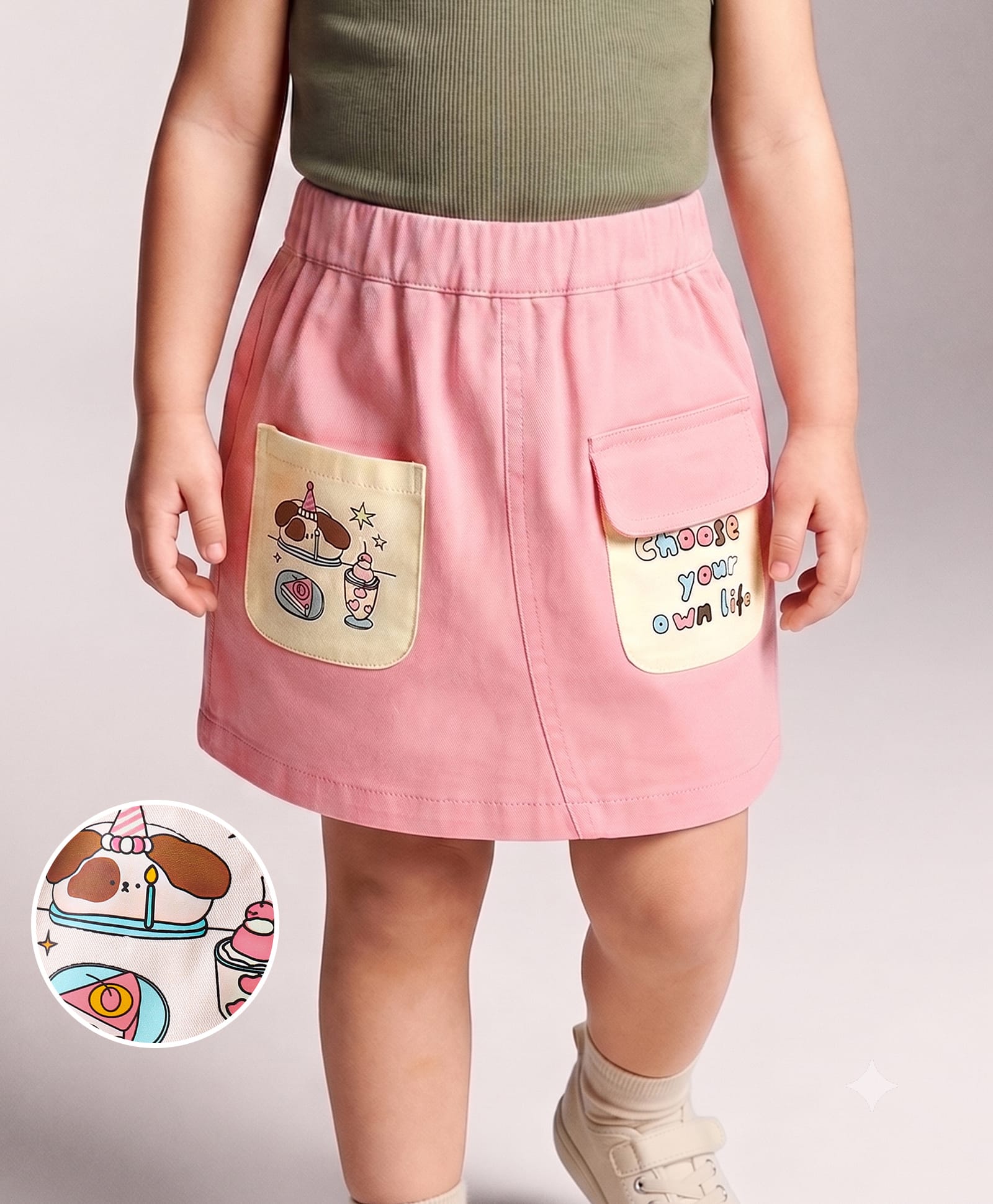 Mark & Mia Cotton Skirt with Text Print - Pink-picture-28
