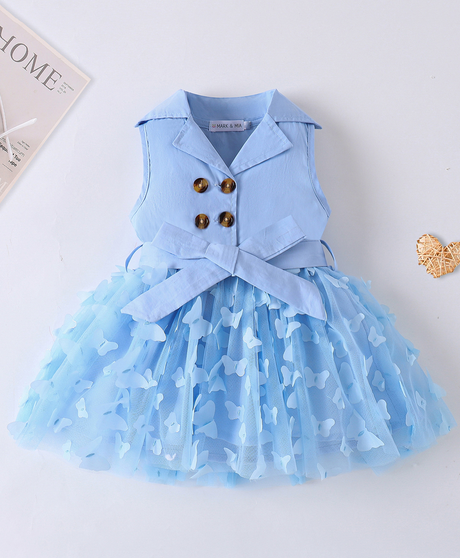 Mark & Mia Sleeveless Party Dress With Butterfly Detailing - Light Blue