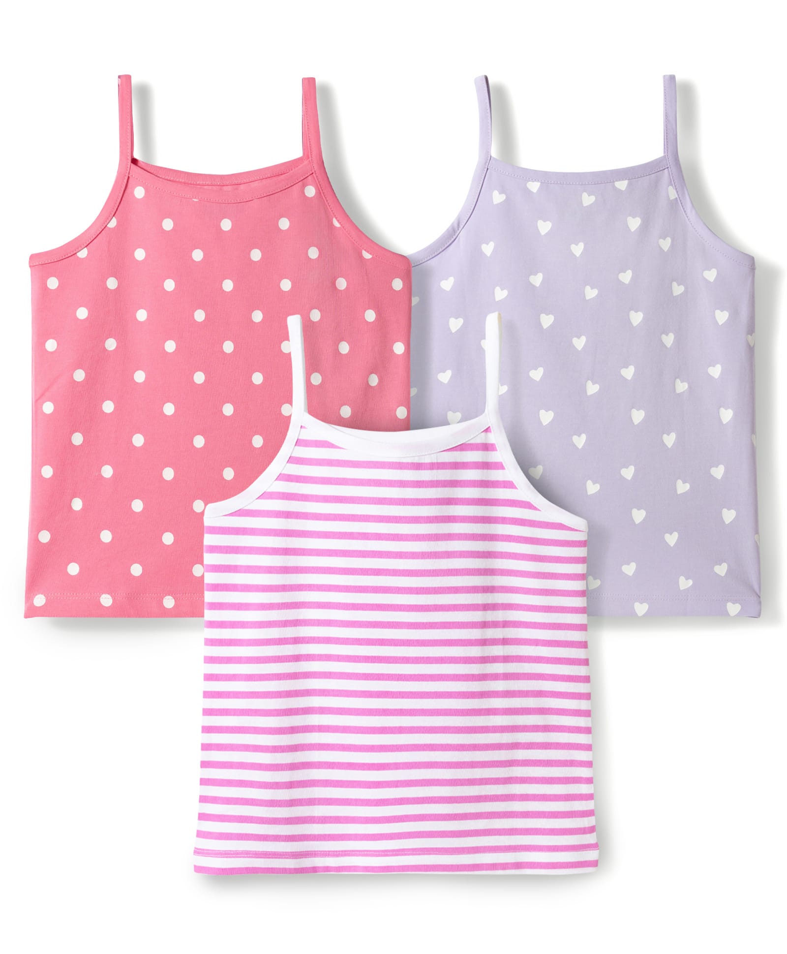 kookie kids india Kookie Kids Single Jersey Knit Sleeveless Slips With Polka Dot Print Pack Of 3 - Pink Purple & Dark Pink-picture-38