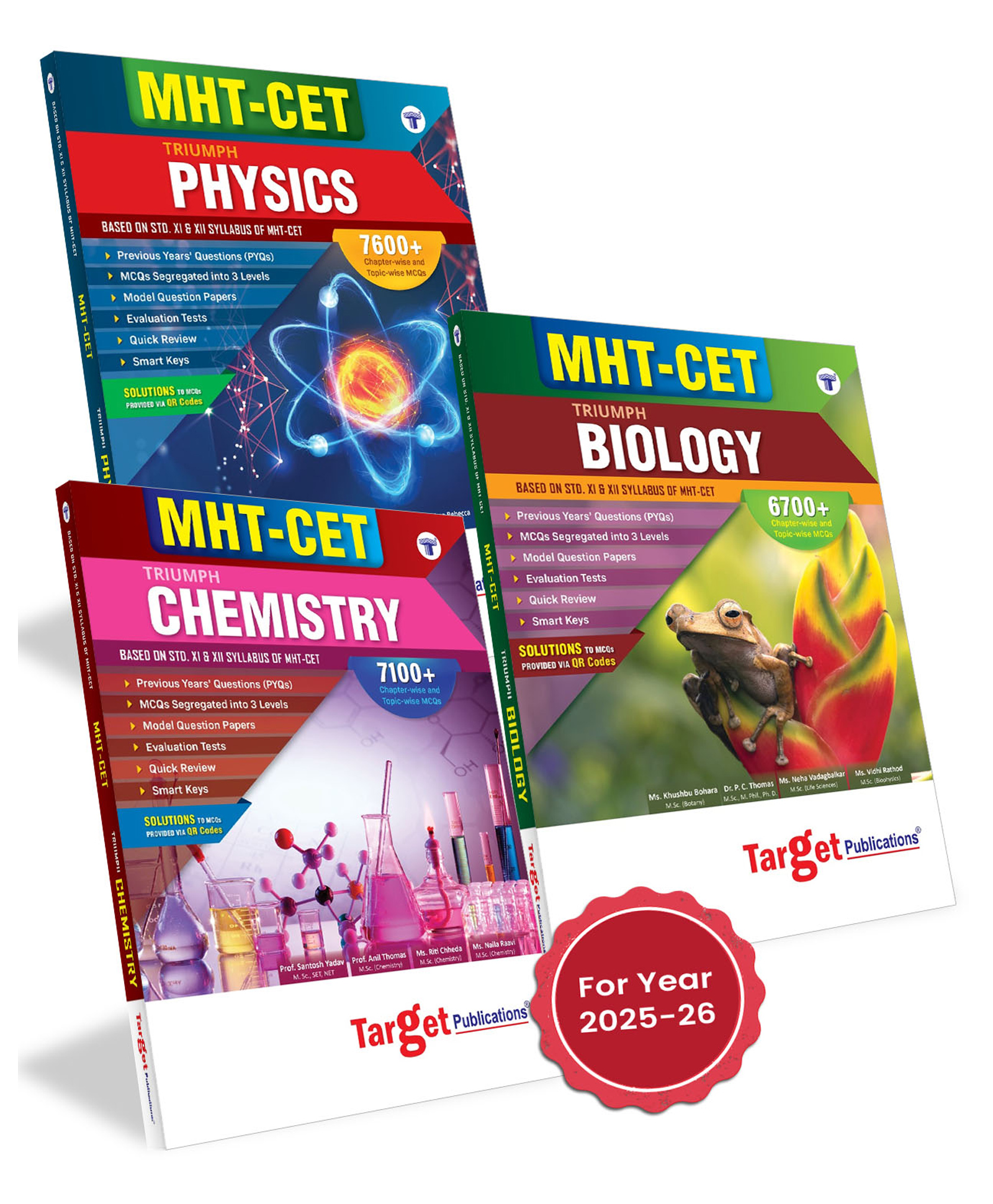 MHT-CET Triumph Physics, Chemistry & Biology (PCB) Books for Pharmacy Entrance Exam 2026 | Based on 11th & 12th Maharashtra Board Syllabus | Includes Chapterwise MCQs, Question Paper | 3 Books-image-1