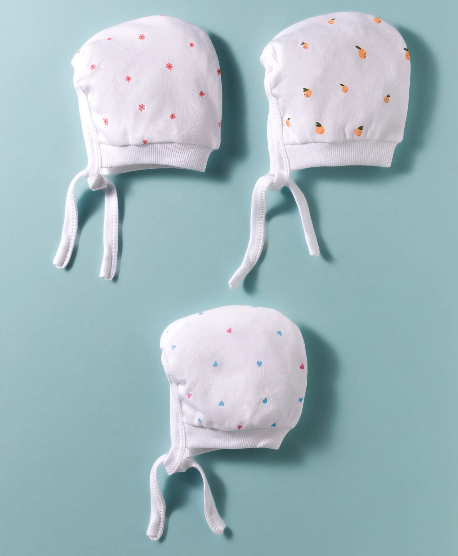 Simply Interlock Interlock Knit Cap With Floral Print Pack Of 3 - Diameter 7 cm