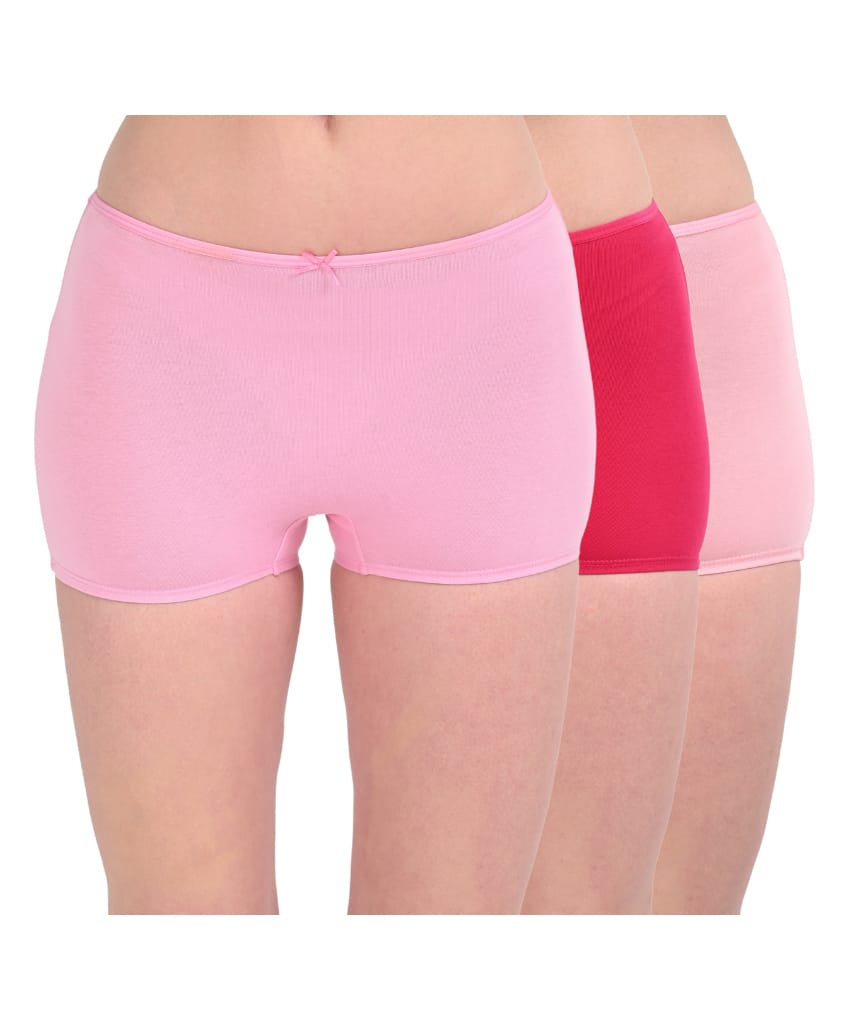 Adira Cotton Knit Pack Of 3 Solid Panties - Peach Dark Pink & Light Pink-image-1