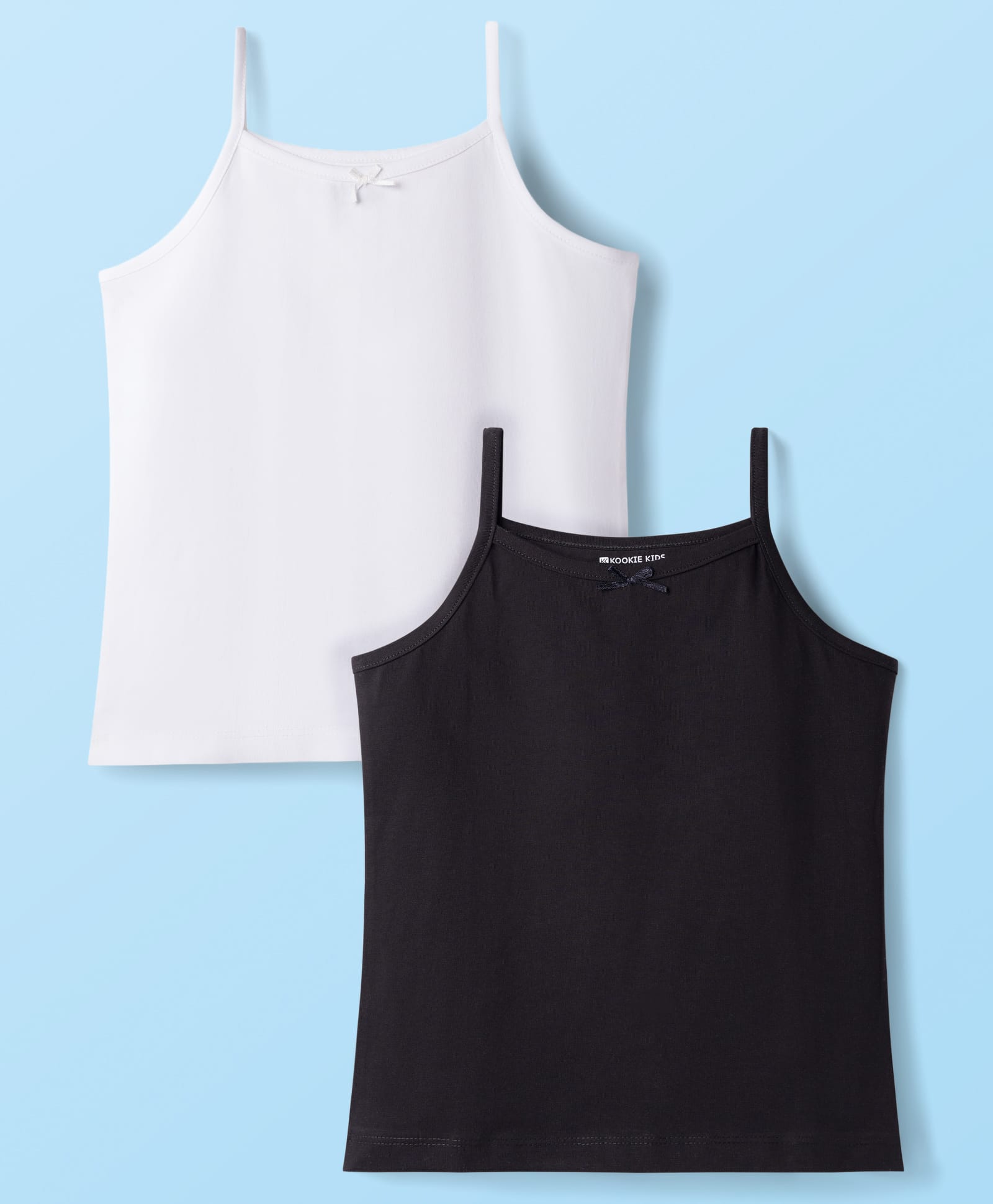 kookie kids india Kookie Kids Single Jersey Knit Sleeveless Solid Colour Slips Pack of 2 - Black & White-picture-15